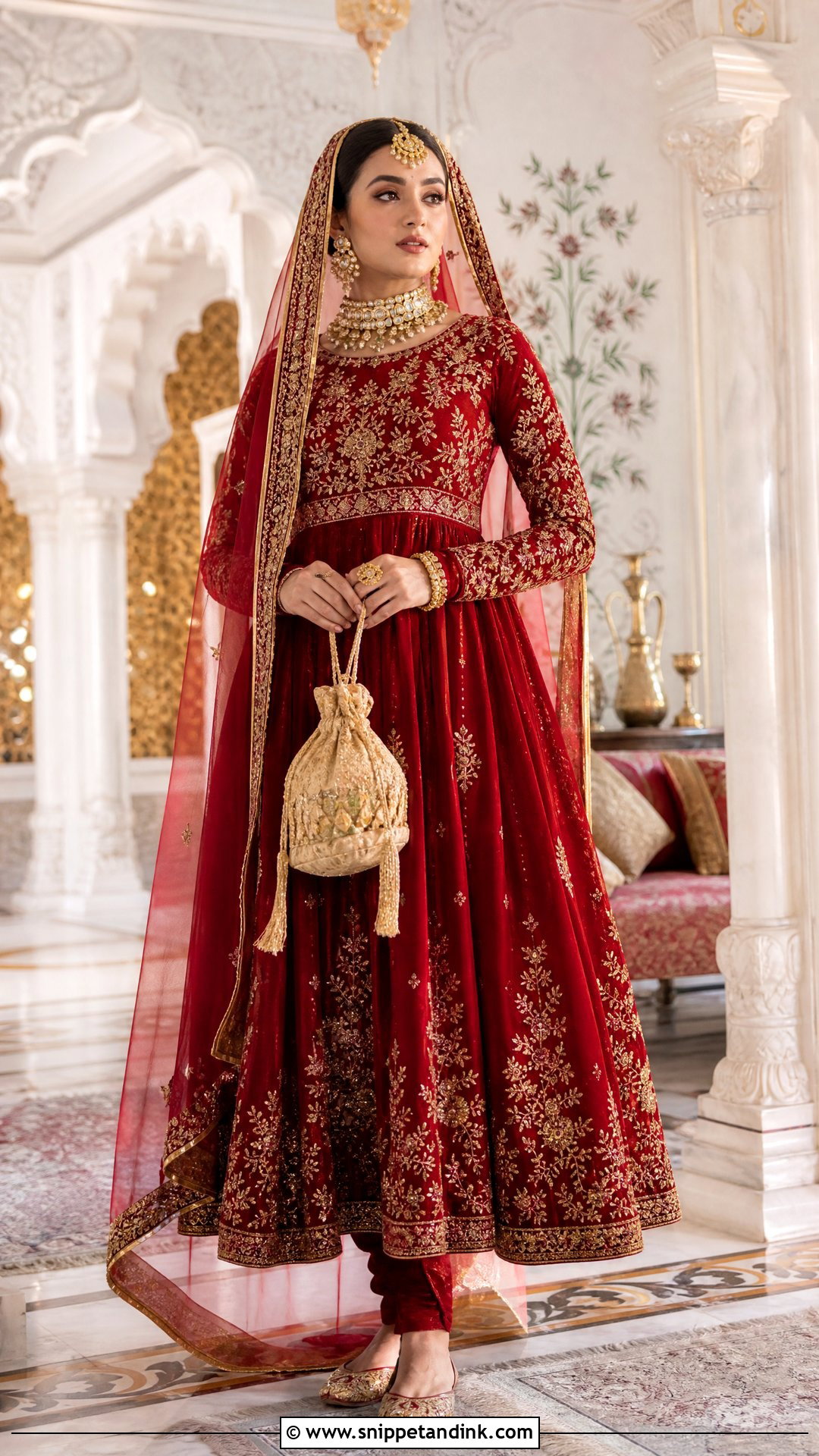 Red Velvet Anarkali Bridal Suit - Snippet and Ink - 20 Indian Bridal Suits for Women