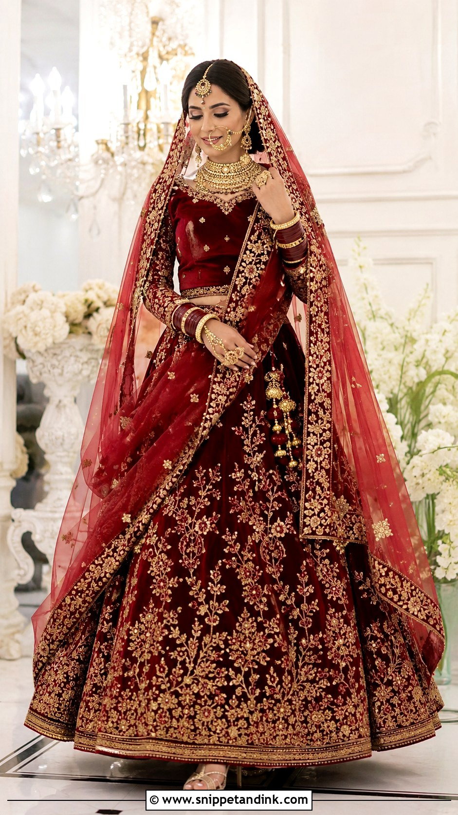 Red Velvet Barat Lehenga - Snippet and Ink - 25 Barat Dresses