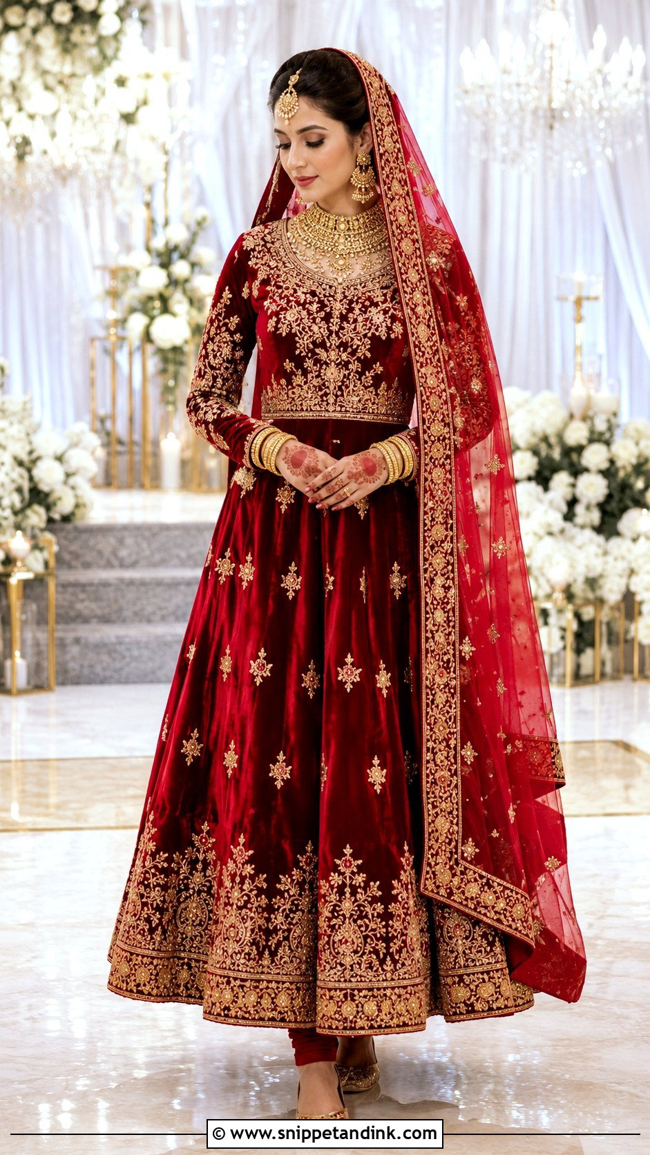 Red Velvet Bridal Anarkali Salwar Suit - Snippet and Ink - 20 Bridal Salwar Suits