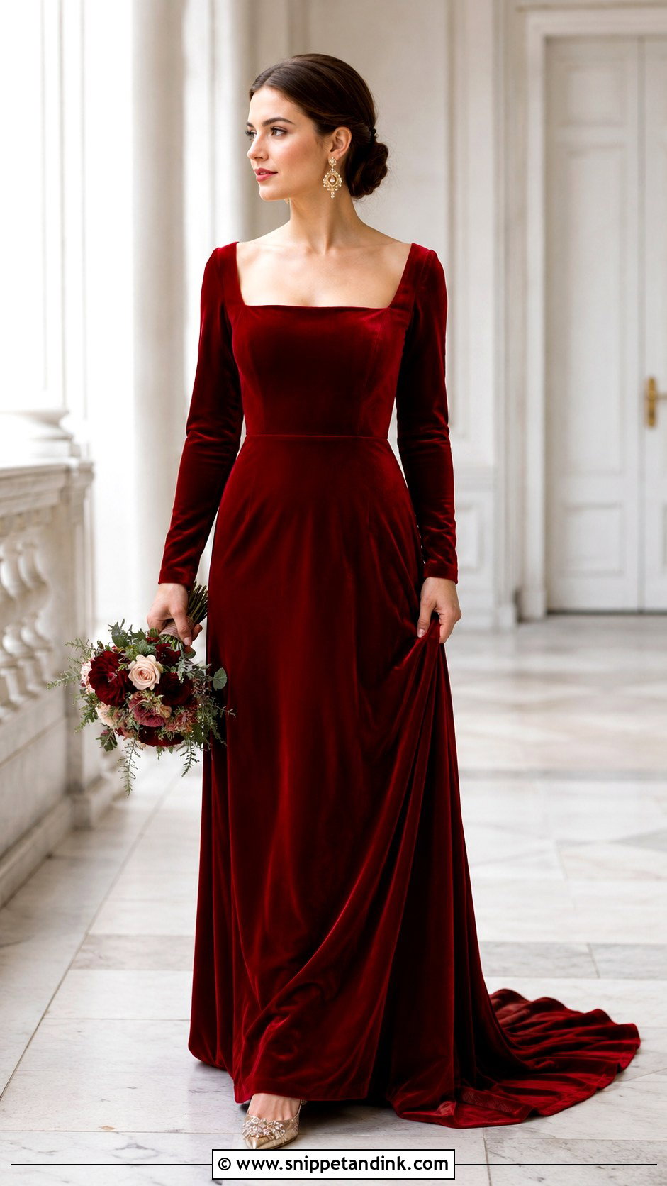 Red Velvet Bridal Dress - Snippet and Ink - 30 Red Bridal Dress Ideas