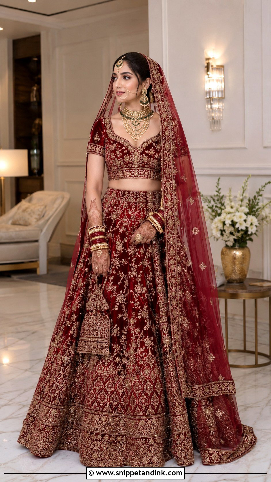 Red Velvet Bridal Lehenga - Snippet and Ink - 25 Red Lehanga Bridal Outfits