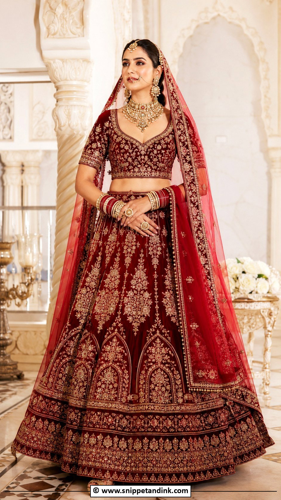 Red Velvet Bridal Lehenga - Snippet and Ink - 30 Red Indian Bridal Wear Ideas