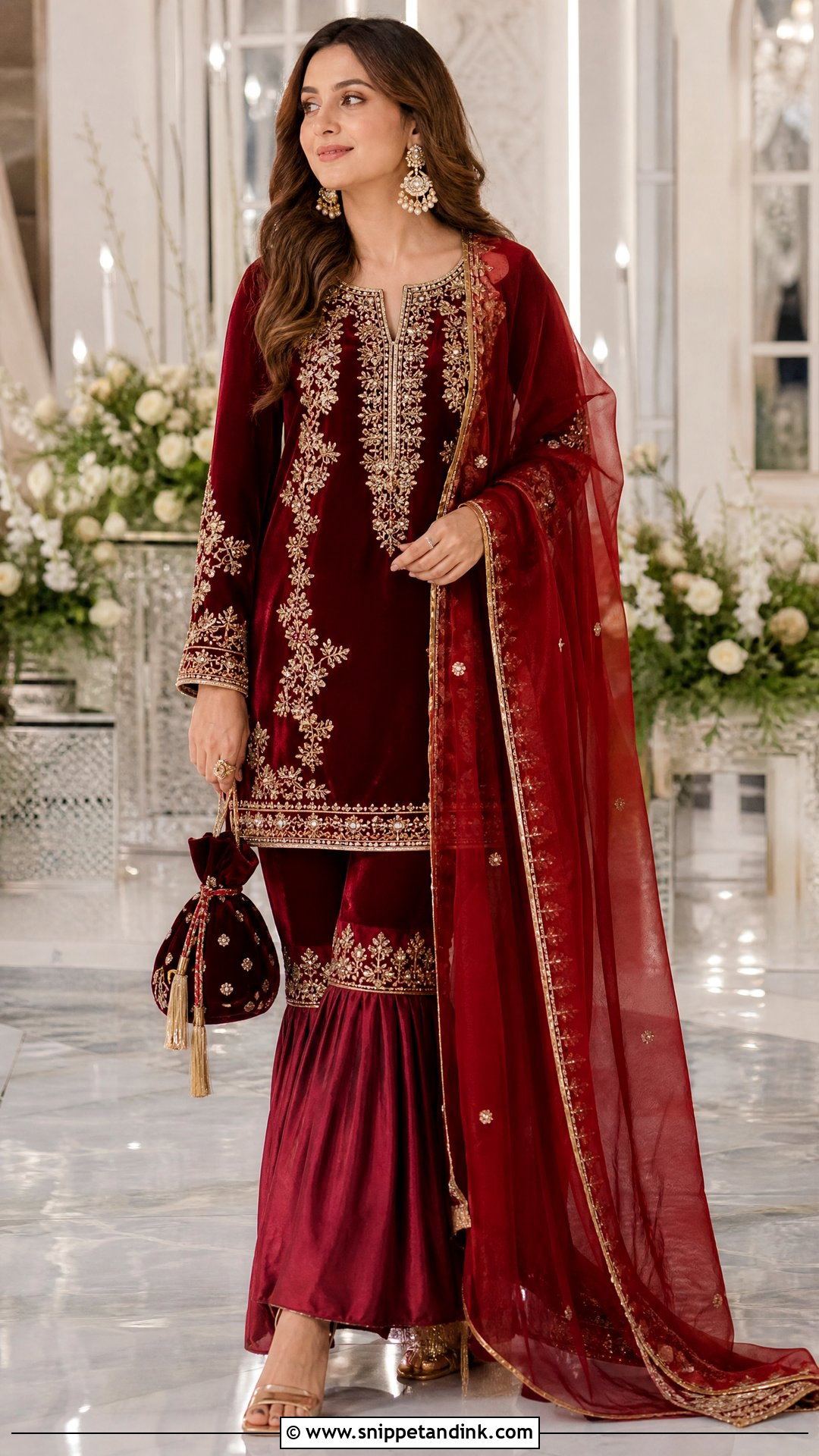 Red Velvet Gharara Outfit - Snippet and Ink - 20 Red Gharara Outfit Ideas