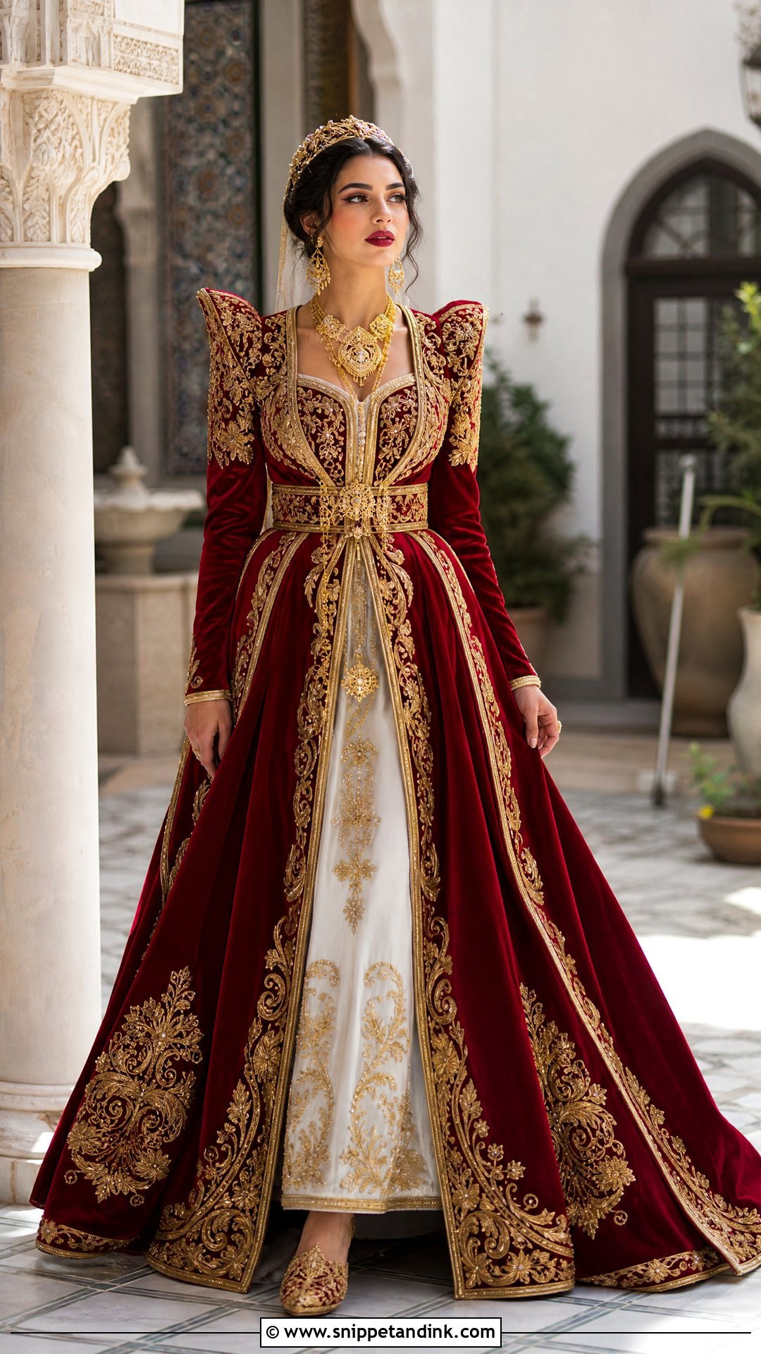 Red Velvet Keswa Kbira Wedding Dress - Snippet and Ink - 20 Tunisian Wedding Dress Ideas