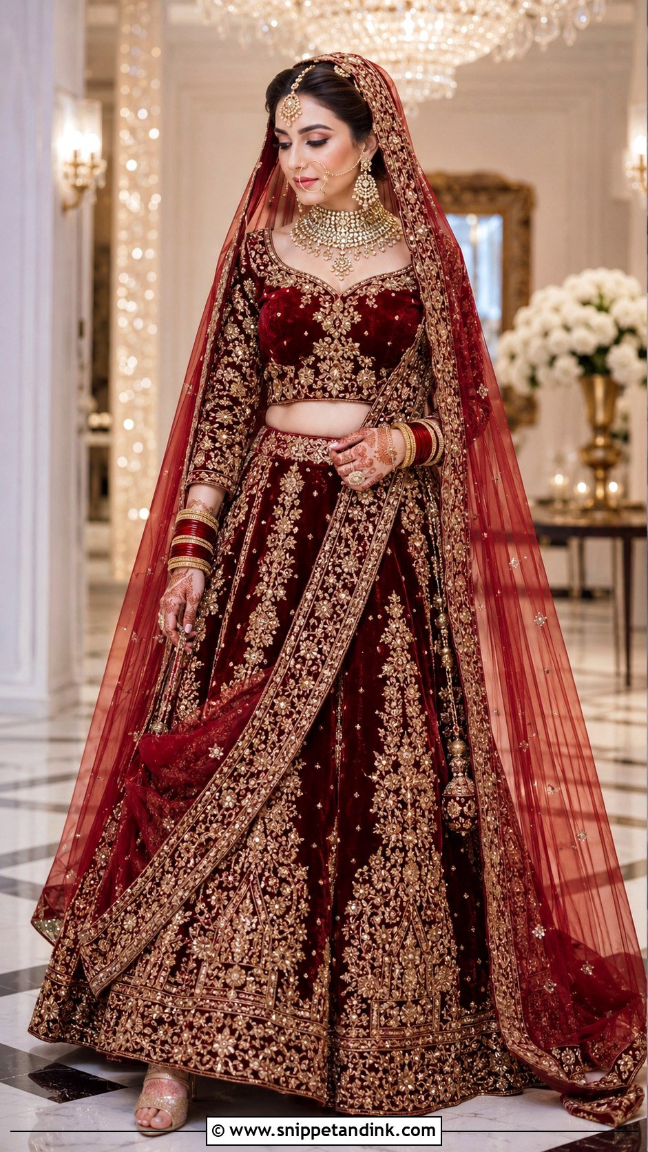 Red Velvet Lehenga Baraat Dress - Snippet and Ink - 25 Baraat Dress Pakistani Bridal Wear Ideas