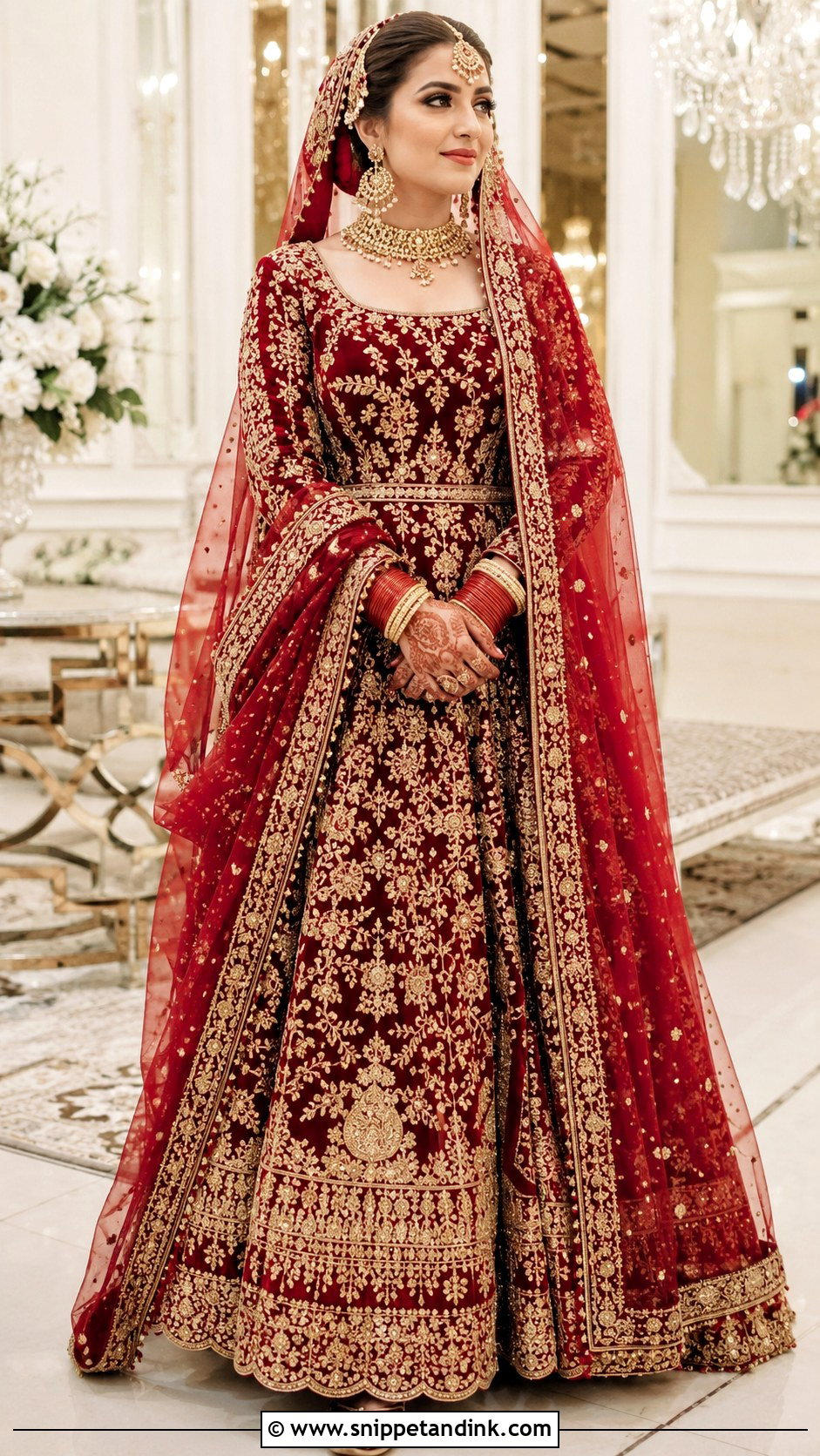 Red Velvet Lehenga Barat Dress - Snippet and Ink - 20 Barat Wedding Dress Ideas
