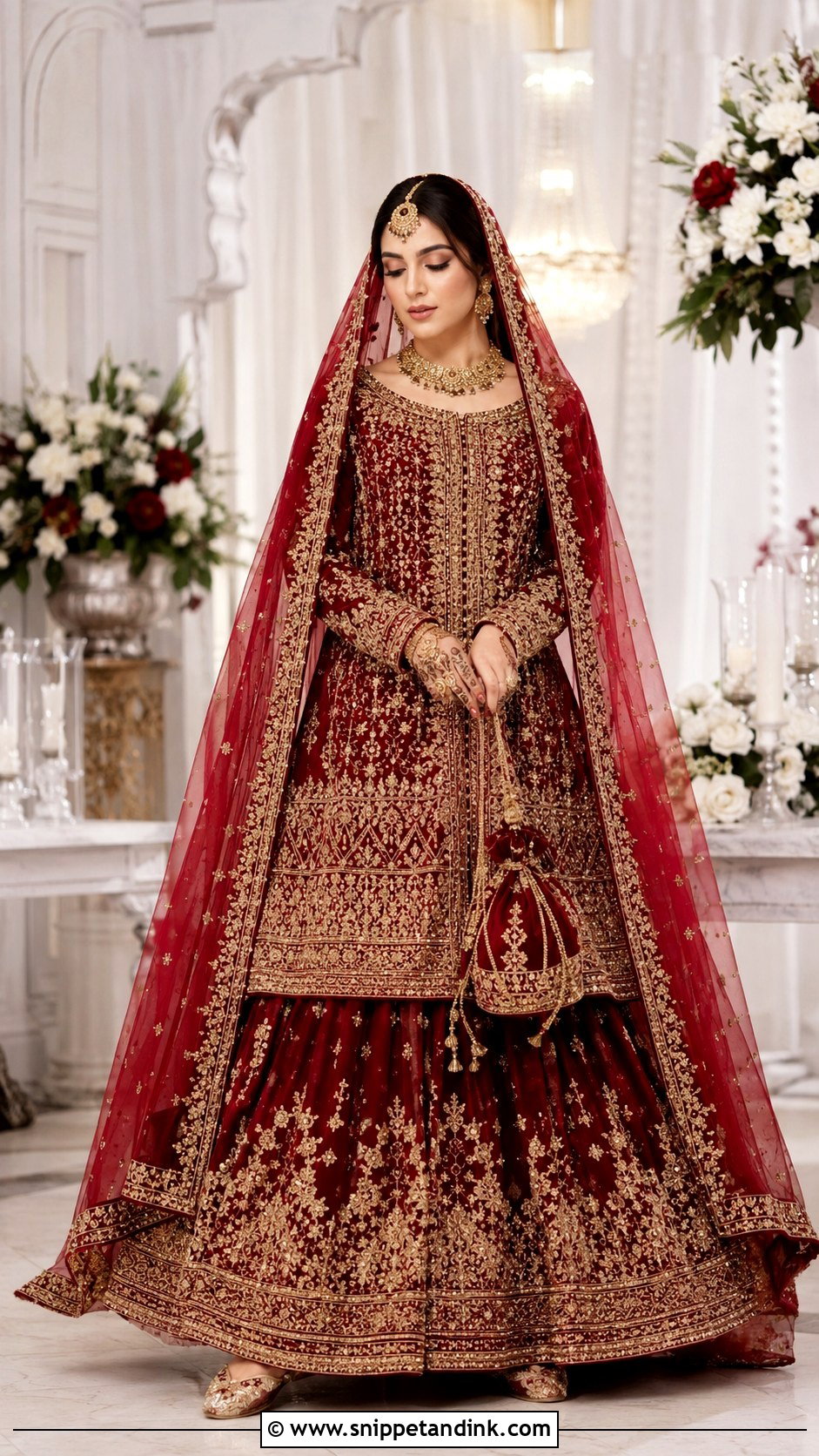 Red Velvet Lehenga Nikah Dress - Snippet and Ink - 20 Nikah Dress for Bride Ideas