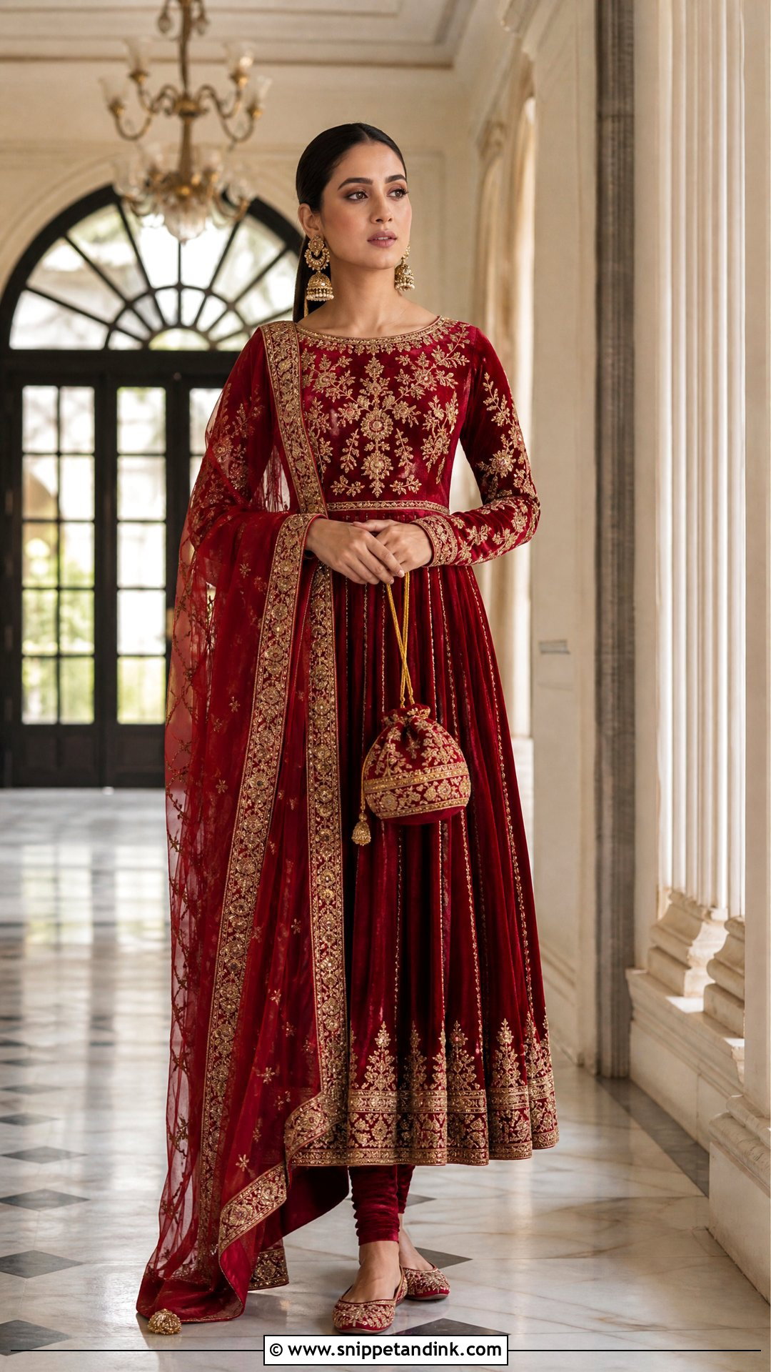 Red Velvet Sabyasachi Anarkali Suit - Snippet and Ink - 20 Sabyasachi Salwar Suits