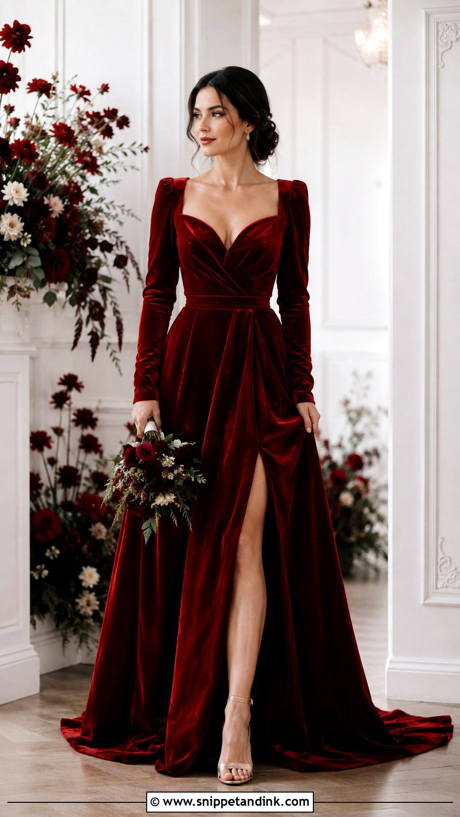 Red Velvet Wedding Dress - Snippet and Ink - 25 Red Wedding Dress Ideas