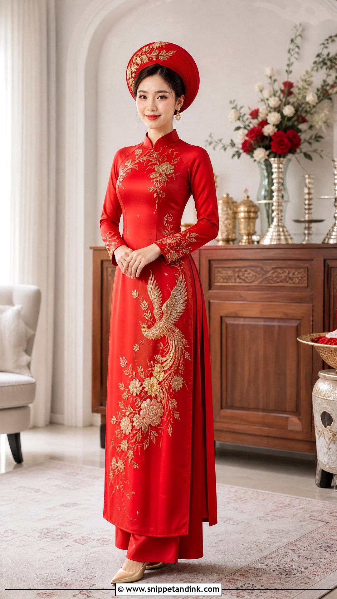 Red Vietnamese Wedding Ao Dai - Snippet and Ink - 25 Vietnamese Wedding Dress Ideas