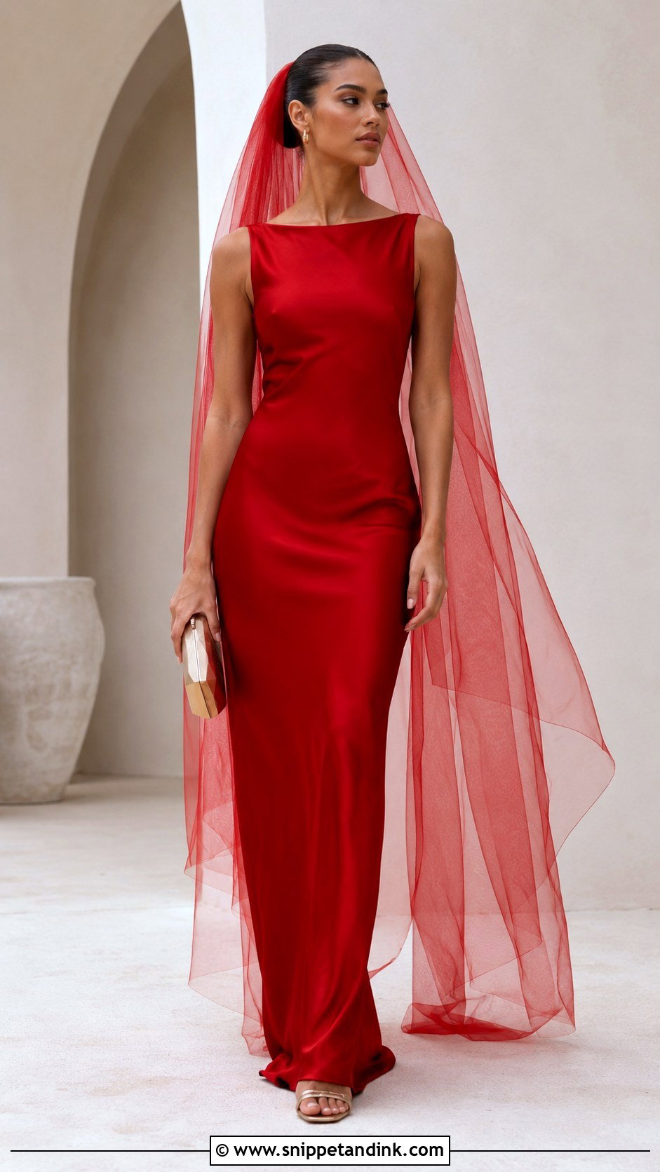 Red Wedding Dress With Gold Sandals - Snippet and Ink - 20 Alternative Modern Bride Wedding Dress Ideas