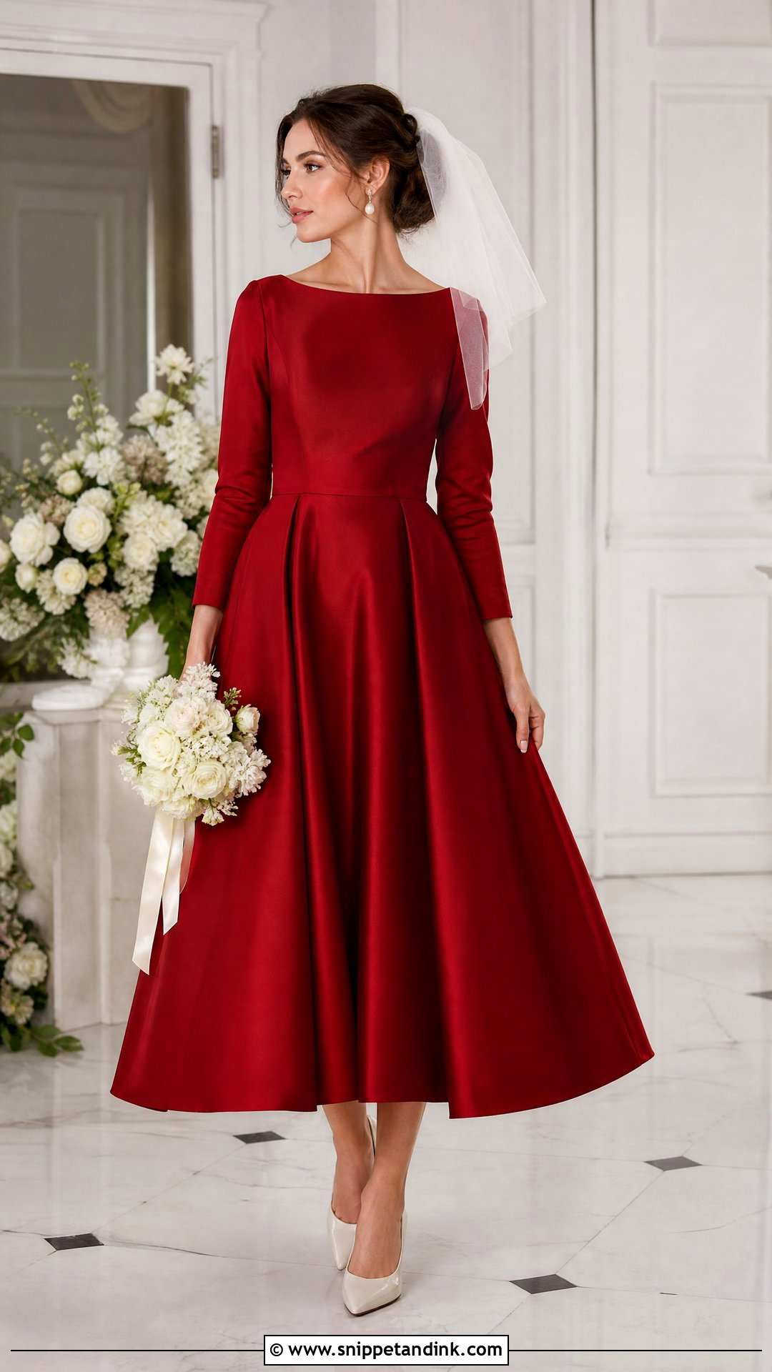 Red Wedding Dress With Ivory Accessories - Snippet and Ink - 25 Quirky Wedding Dress Ideas