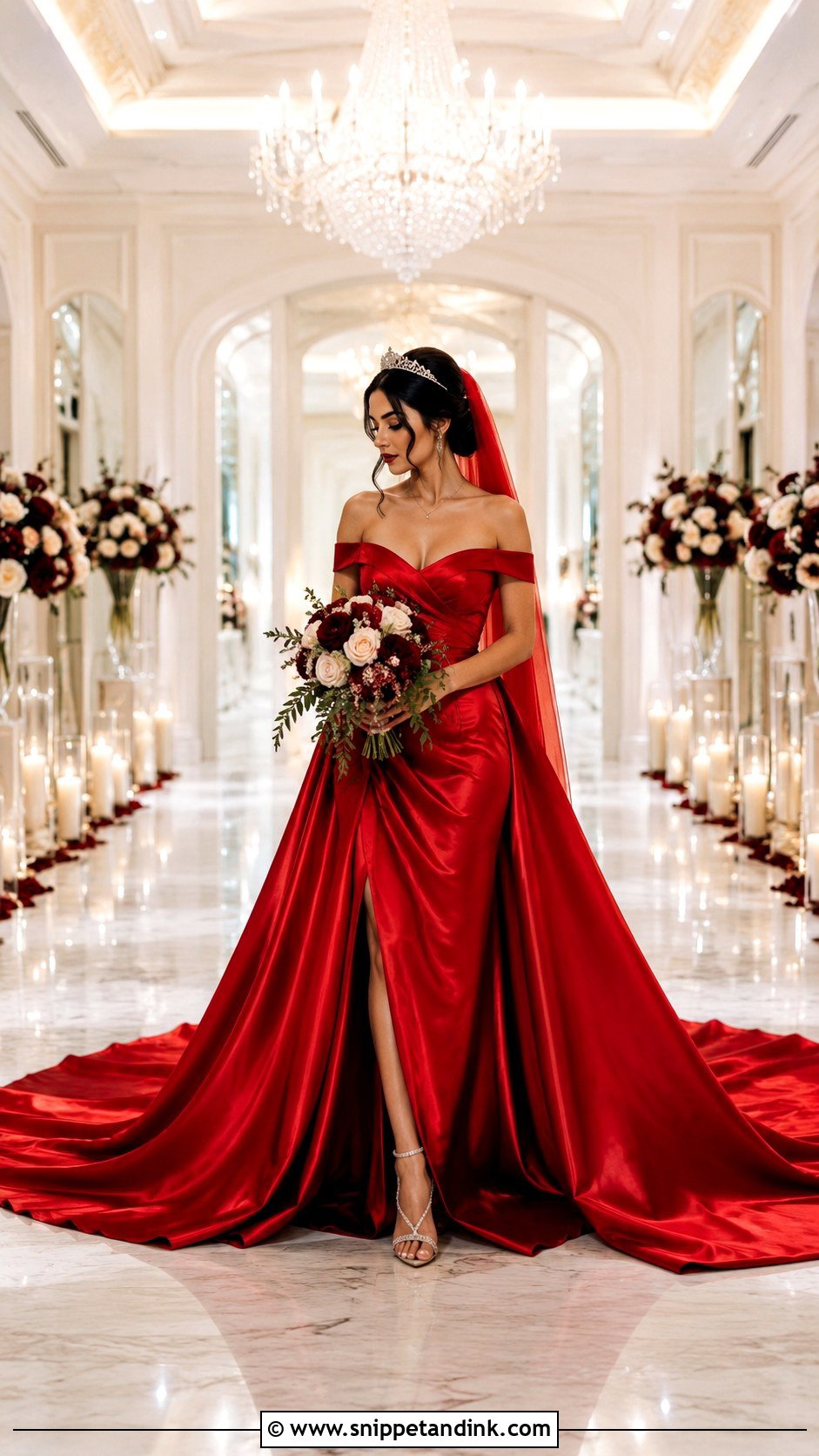 Red Wedding Dress With Train - Snippet and Ink - 25 Red Wedding Dress Ideas