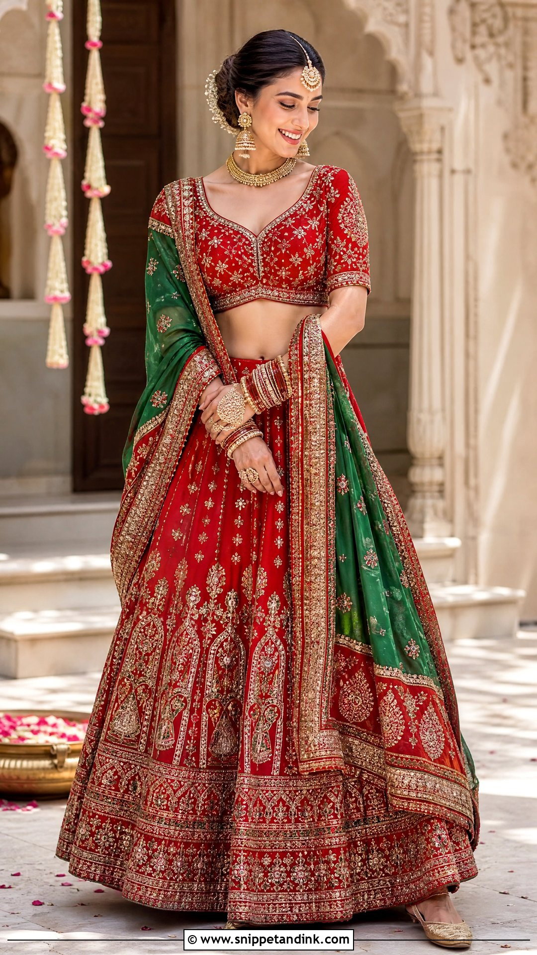 Red Wedding Garba Lehenga Choli - Snippet and Ink - 20 Wedding Garba Outfit Ideas