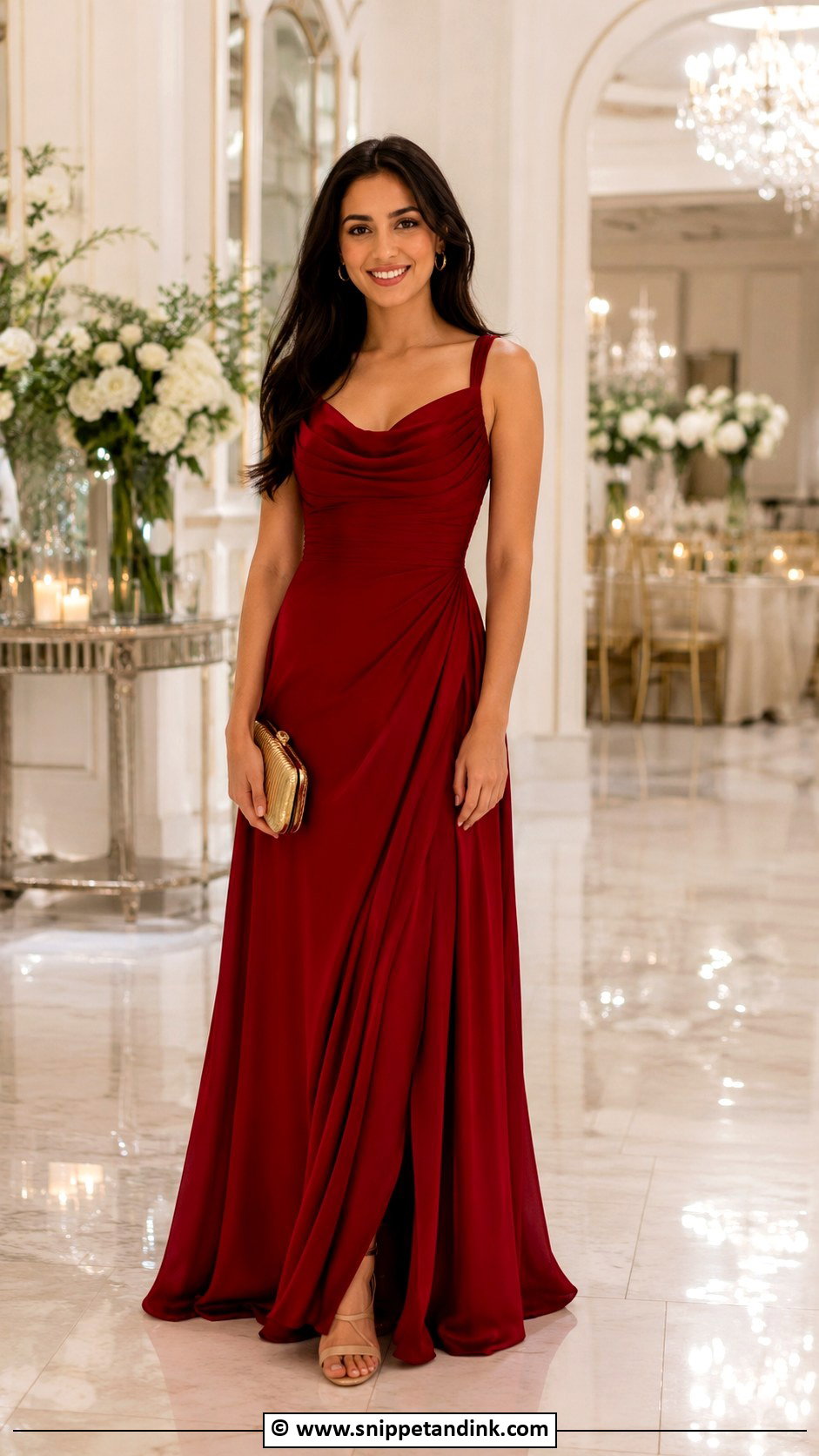 Red Western Gown With Nude Heels - Snippet and Ink - 25 Western Gown Designs