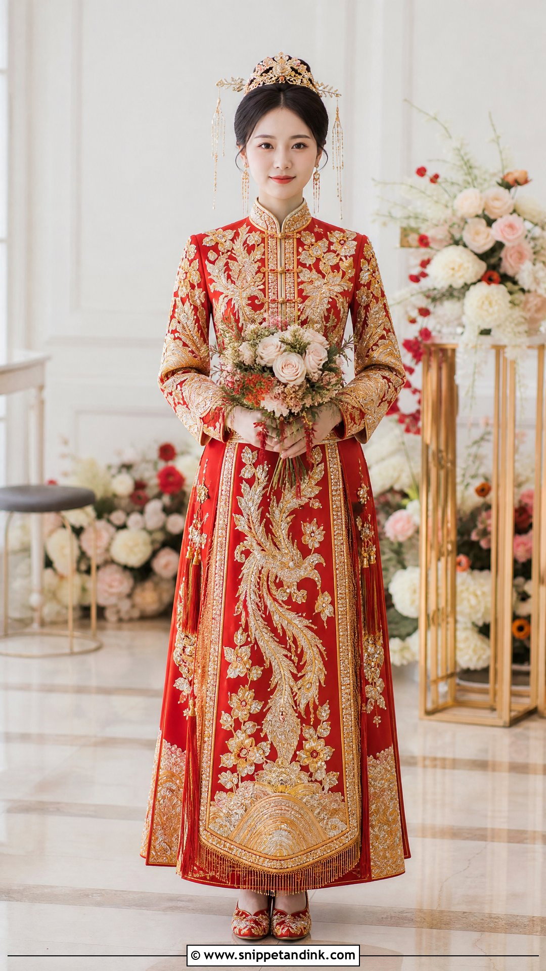 Red Xiuhe Bride Outfit - Snippet and Ink - 25 Red Bride Dress Ideas