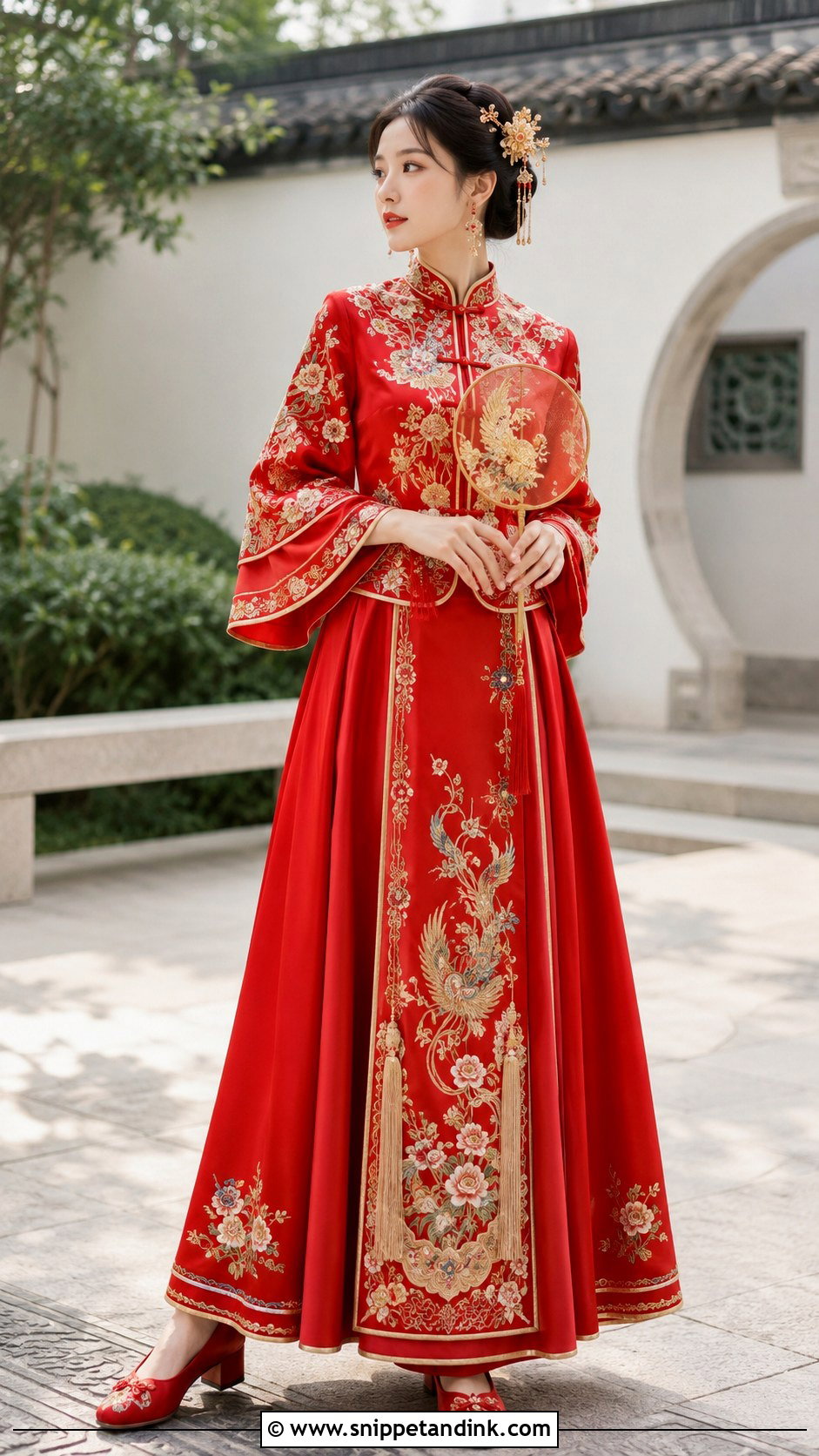 Red Xiuhefu Chinese Bridal Dress - Snippet and Ink - 20 Chinese Bridal Dress Ideas