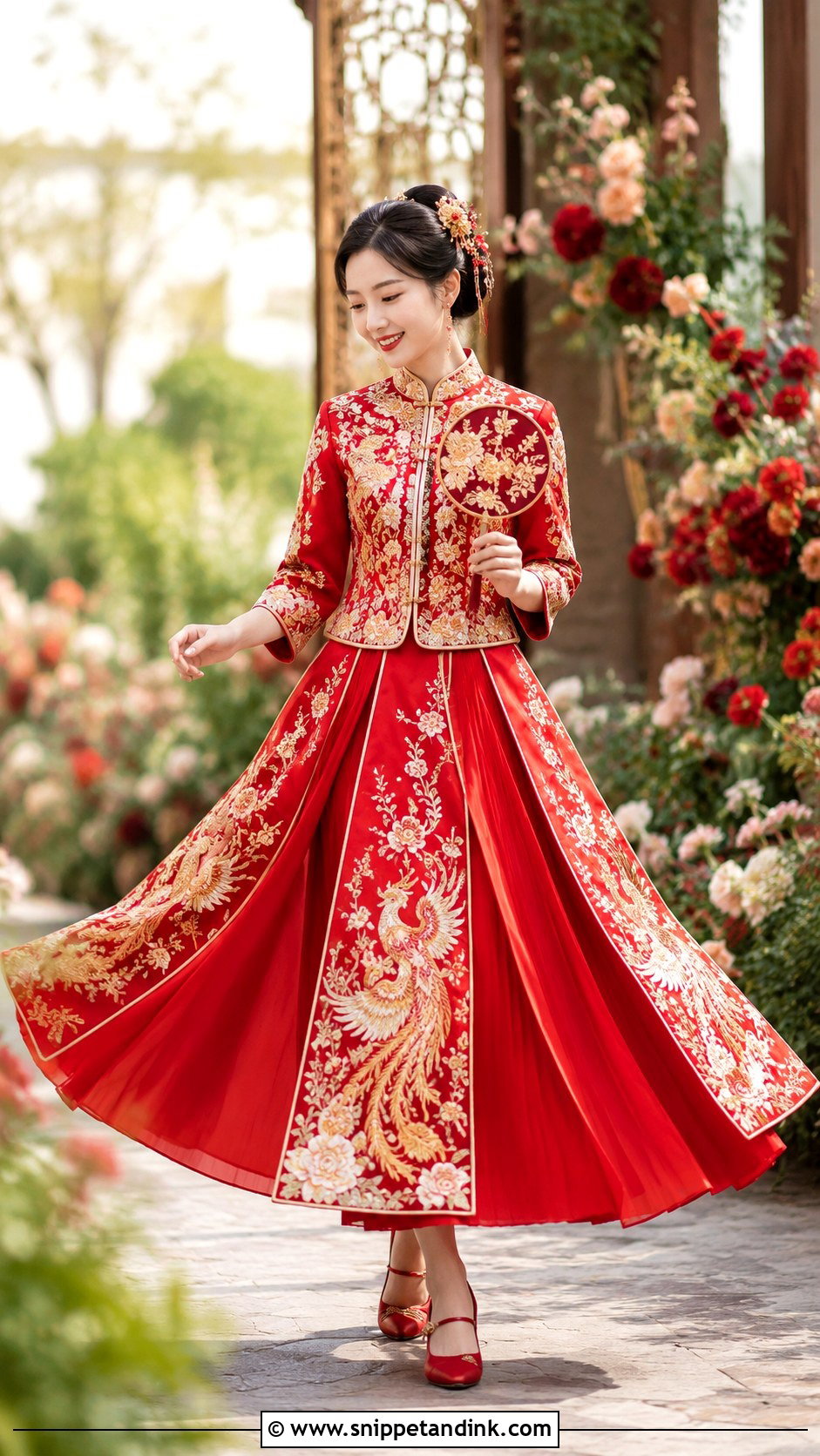 Red Xiuhefu Wedding Dress - Snippet and Ink - 20 Chinese Style Wedding Dress Ideas