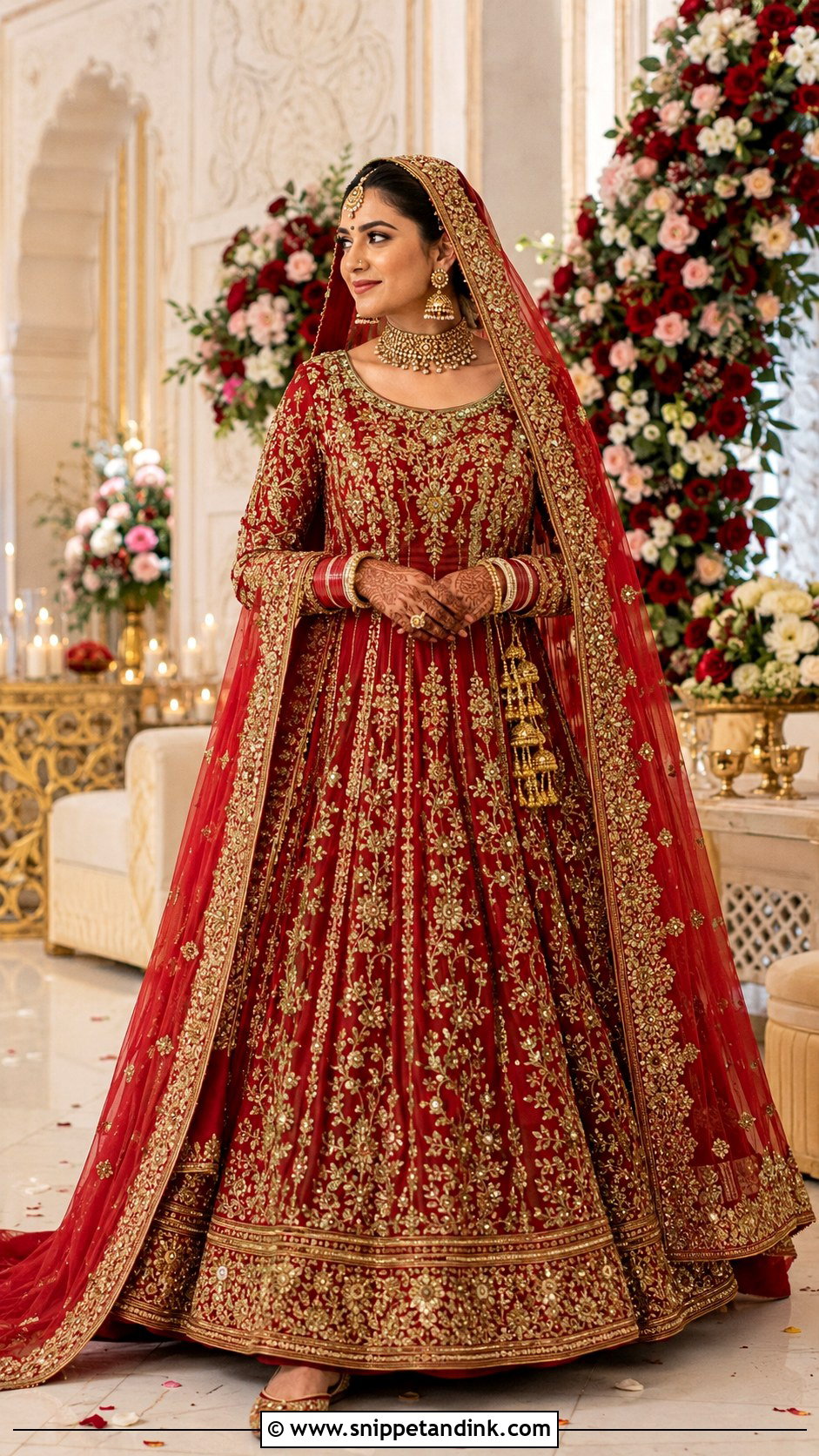 Red Zardozi Anarkali Bridal Dress - Snippet and Ink - 20 Anarkali Bridal Dress Ideas