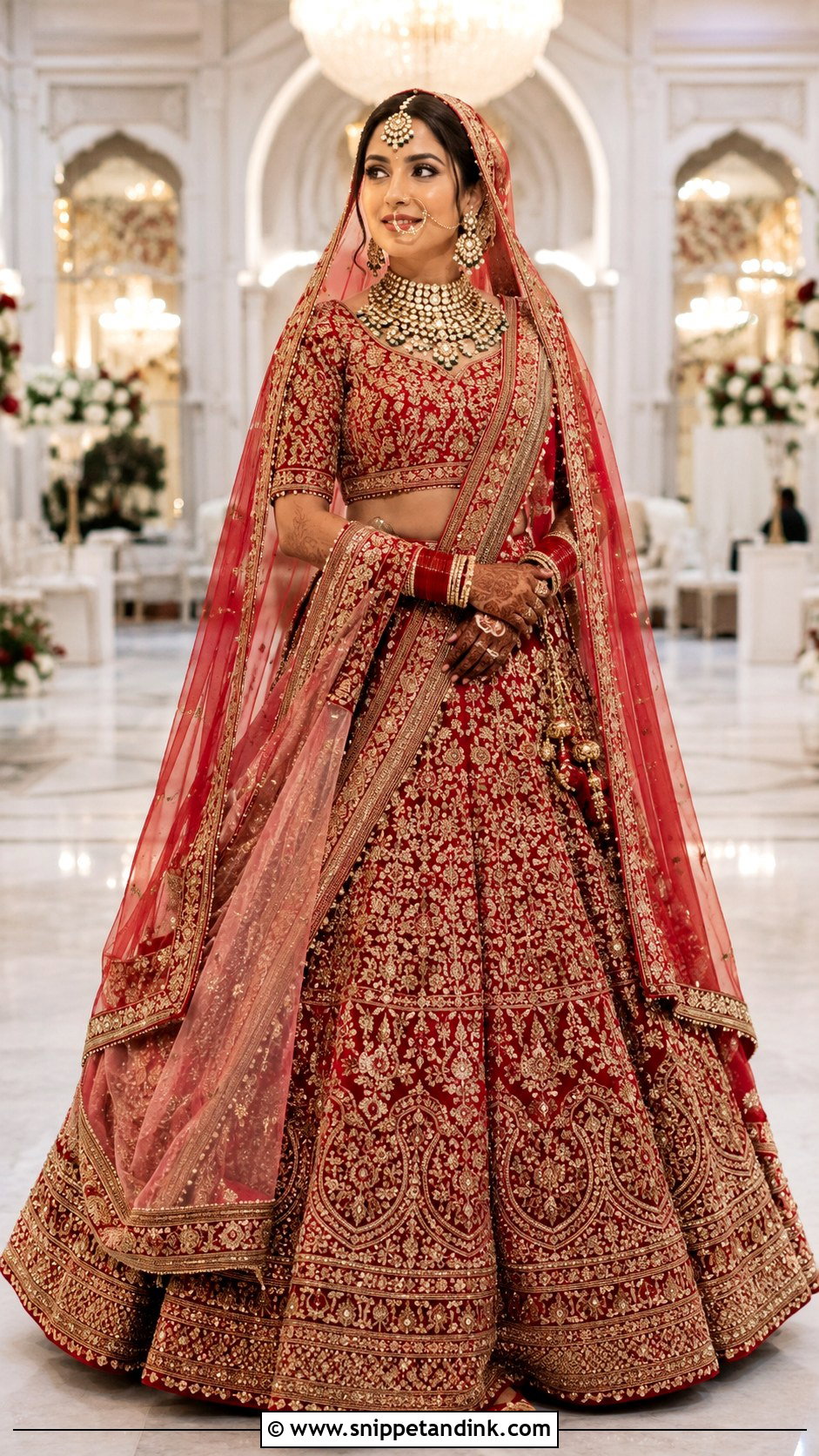 Red Zardozi Bridal Blouse With Lehenga - Snippet and Ink - 20 Red Bridal Blouse Ideas