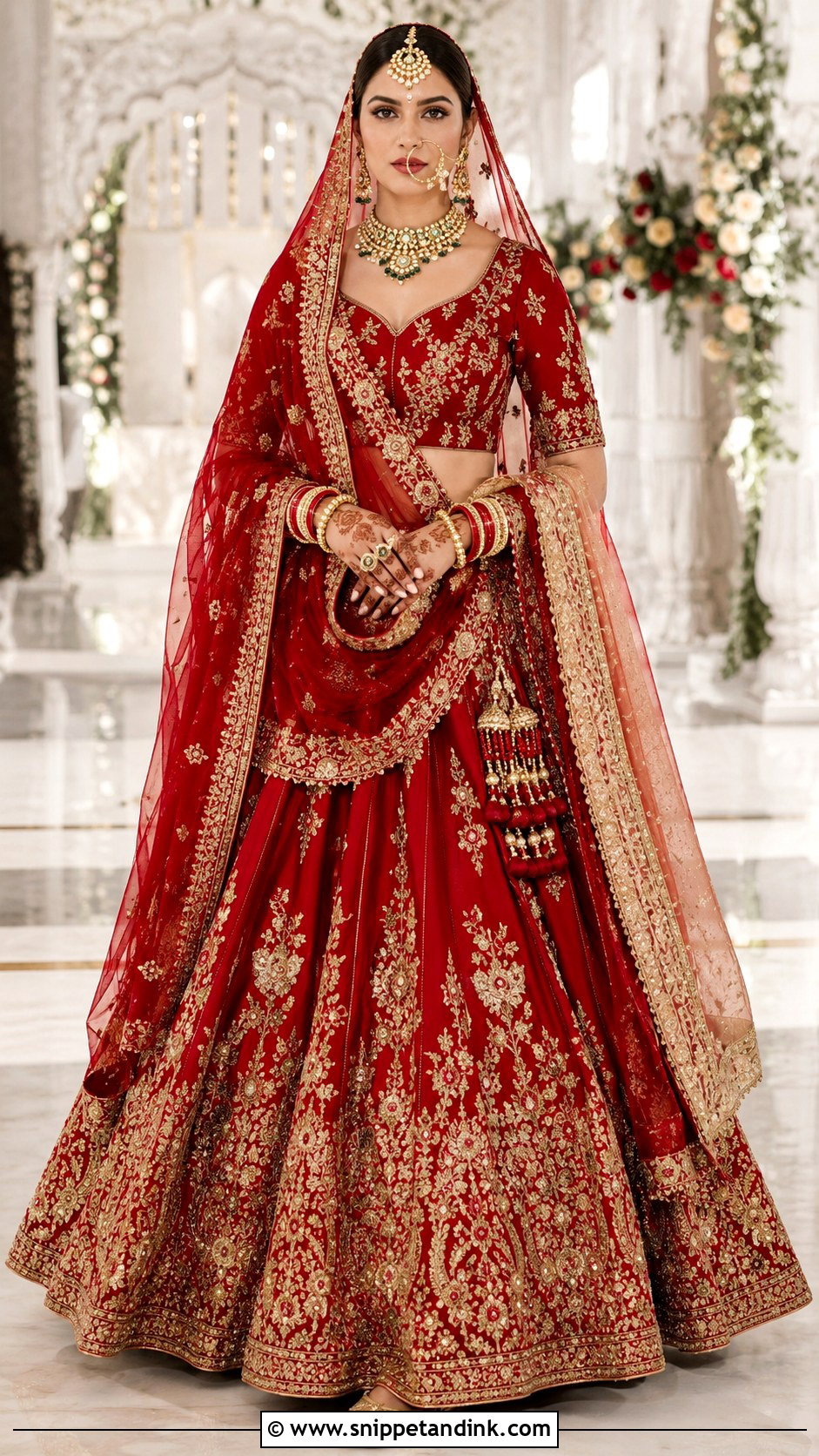 Red Zardozi Bridal Chaniya Choli - Snippet and Ink - 20 Bridal Chaniya Choli Ideas