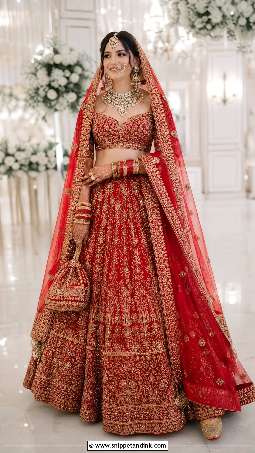 Red Zardozi Bridal Choli With Lehenga - Snippet and Ink - 20 Indian Bridal Bride Choli Ideas