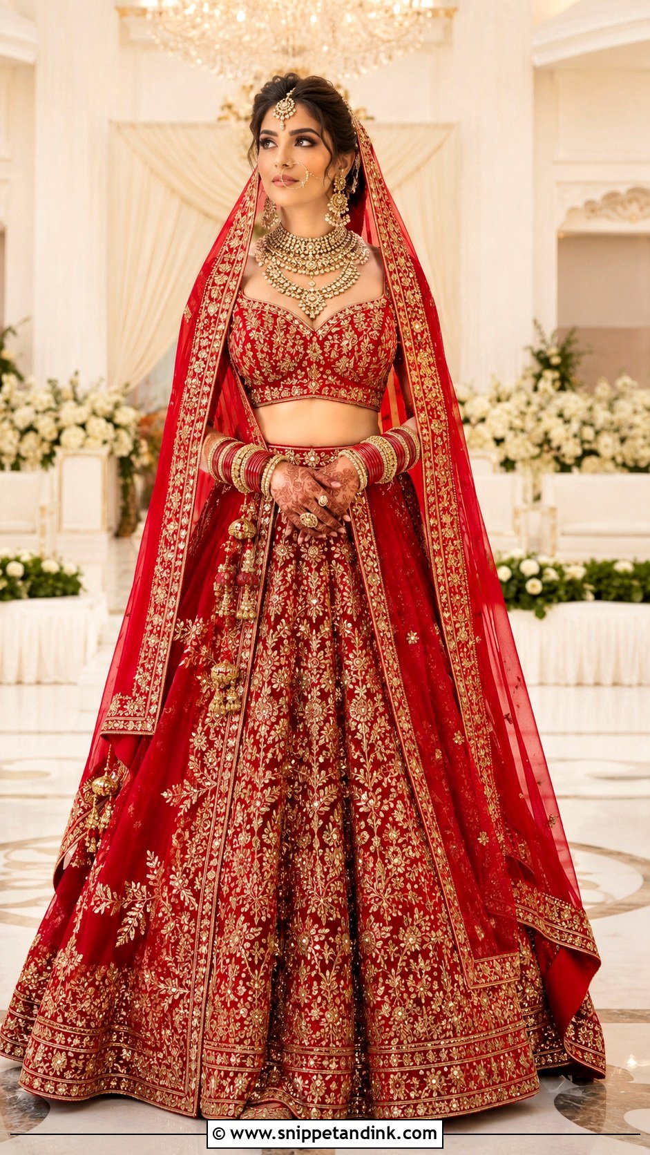 Red Zardozi Bridal Choli With Matching Lehenga - Snippet and Ink - 20 Bridal Choli Designs