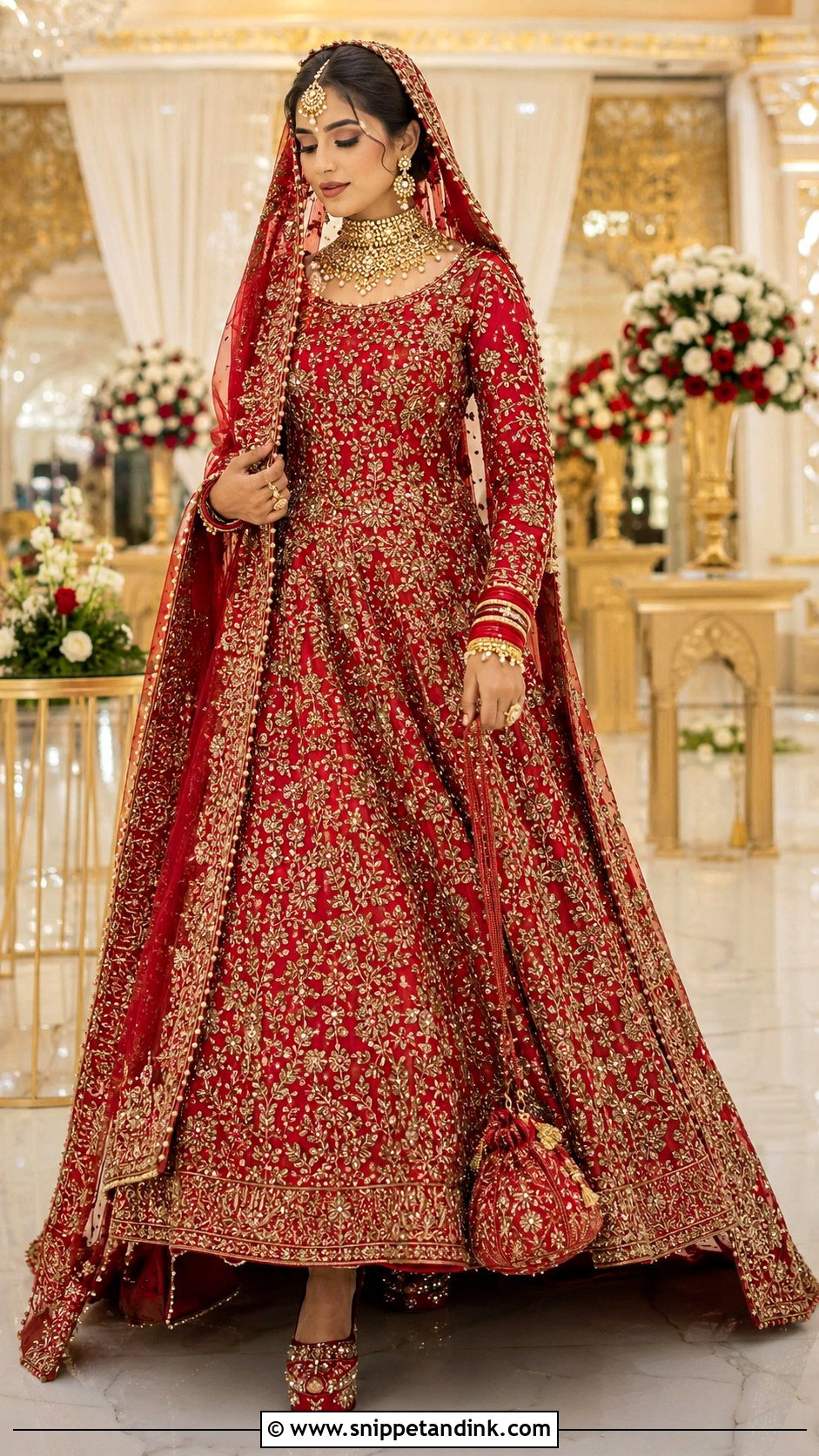 Red Zardozi Bridal Gown - Snippet and Ink - 20 Latest Gown Designs Indian Wedding