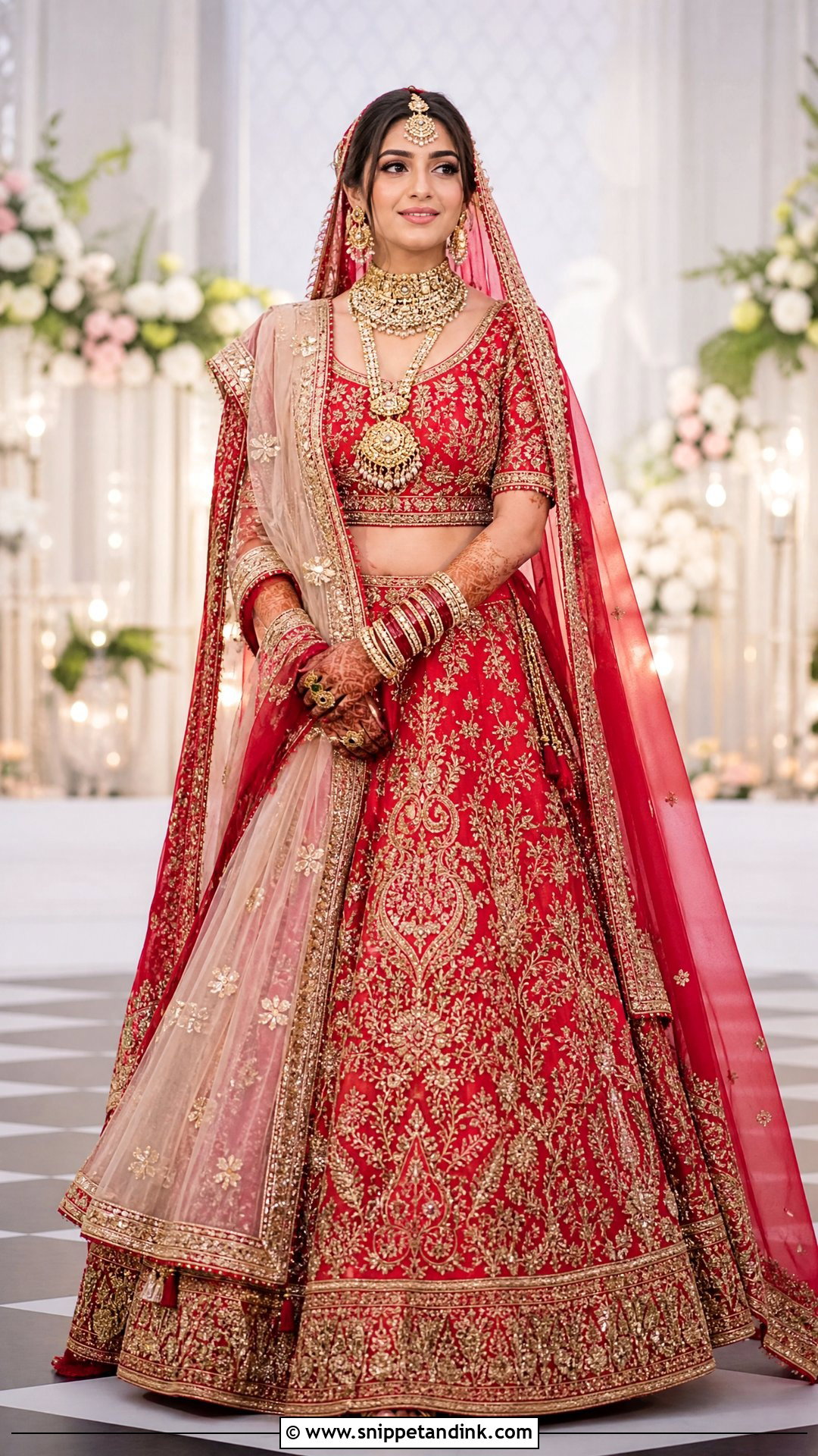 Red Zardozi Bridal Lehenga - Snippet and Ink - 20 Red Indian Bridal Dress Ideas