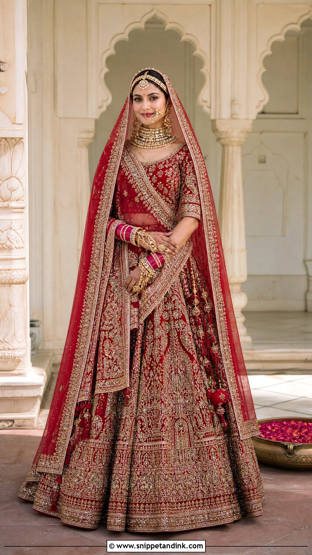 Red Zardozi Bridal Lehenga - Snippet and Ink - 20 Royal Indian Bride Outfit Ideas