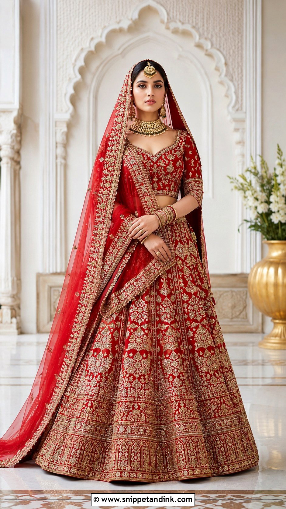 Red Zardozi Bridal Lehenga - Snippet and Ink - 25 Red Lehanga Bridal Outfits