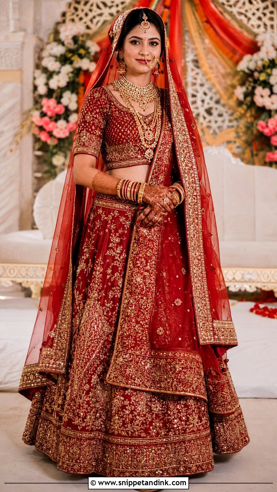 Red Zardozi Bridal Lehenga - Snippet and Ink - 20 90s Indian Bride Ideas