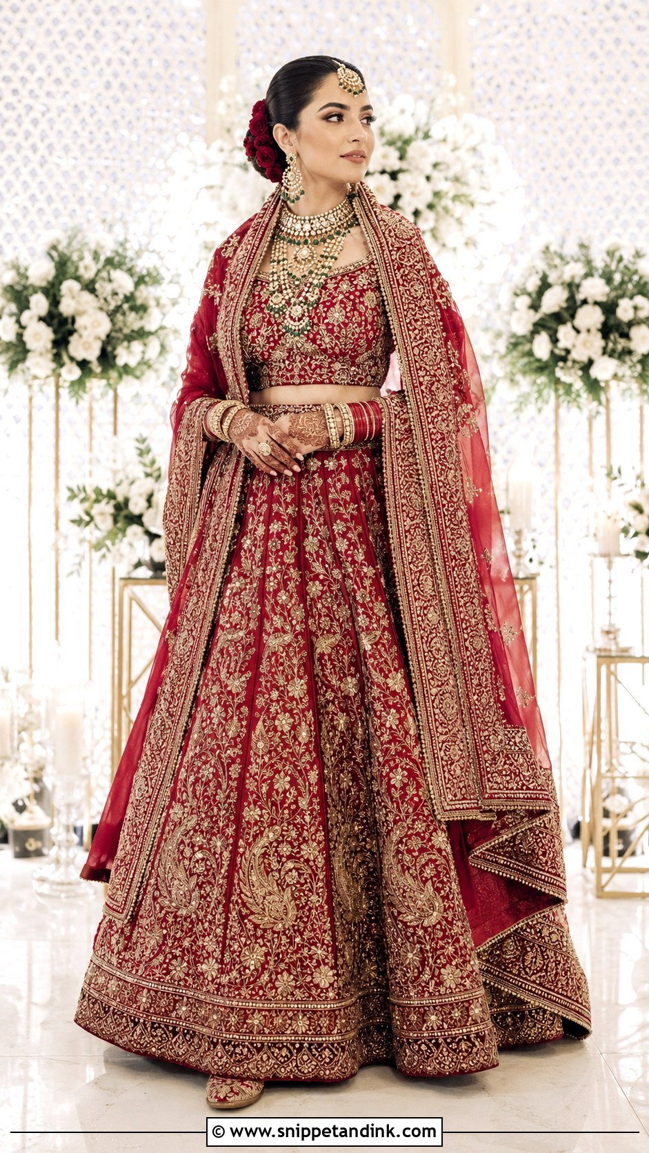 Red Zardozi Bridal Lehenga - Snippet and Ink - 20 Bridal Traditional Outfit Ideas