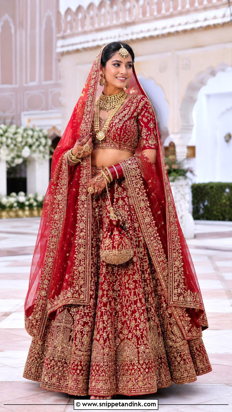 Red Zardozi Bridal Lehenga - Snippet and Ink - 20 Designer Indian Wedding Dresses