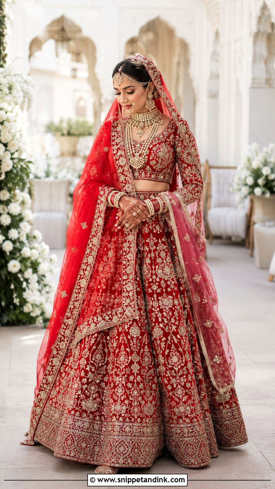 Red Zardozi Bridal Lehenga - Snippet and Ink - 20 Indian Style Dulhan Dress Ideas