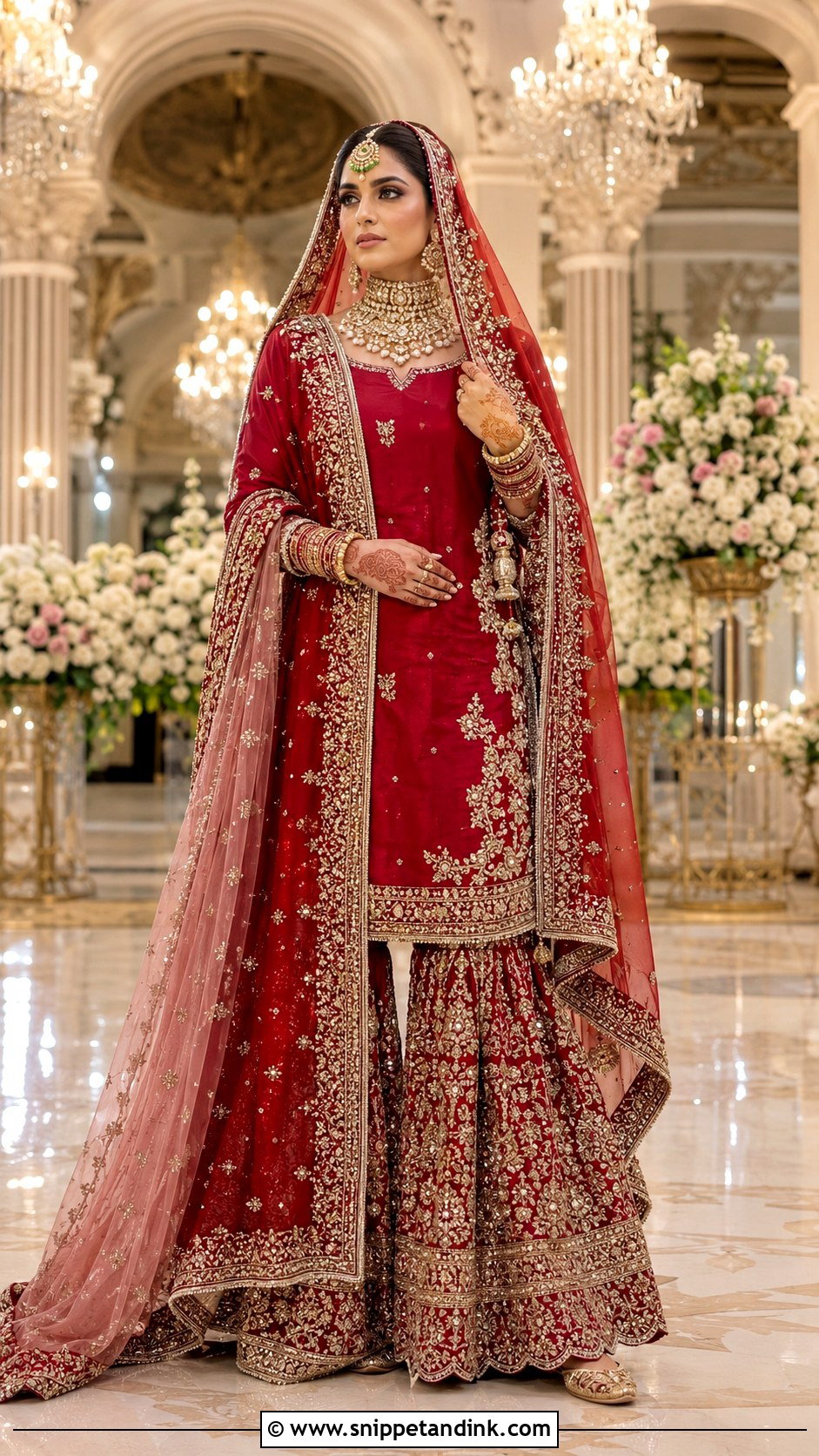 Red Zardozi Bridal Sharara Suit - Snippet and Ink - 20 Bridal Sharara Suit Ideas