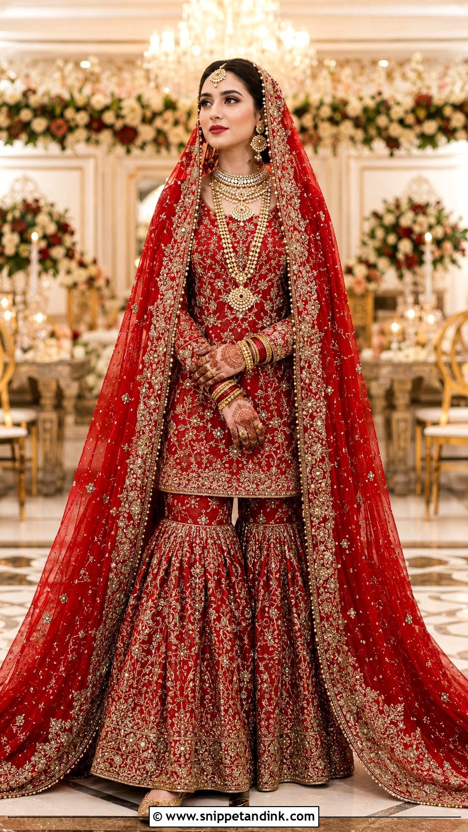 Red Zardozi Garara Bridal Dress - Snippet and Ink - 20 Garara Bridal Dress Ideas