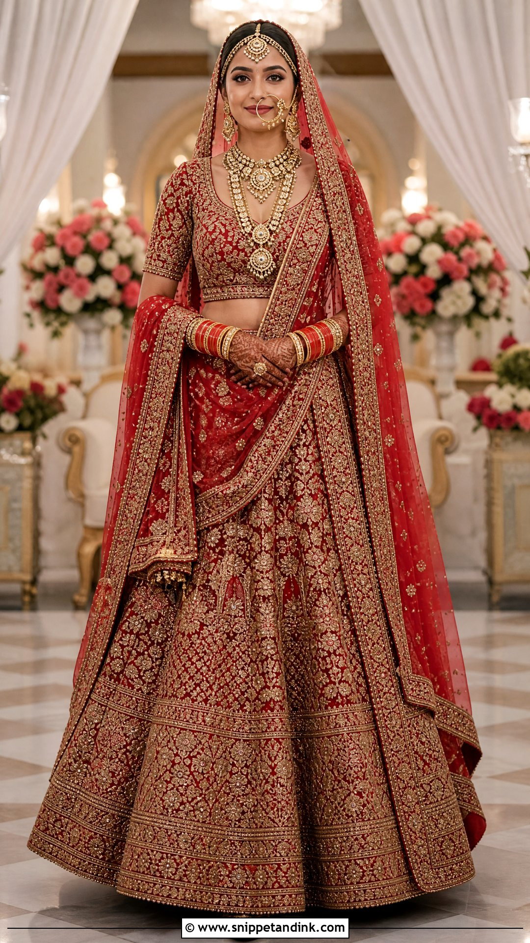 Red Zardozi Indian Bridal Lehenga - Snippet and Ink - 20 Indian Bridal Wedding Dresses