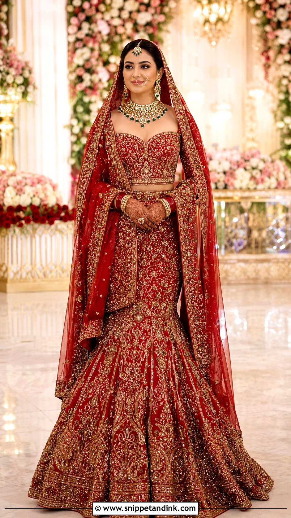 Red Zardozi Mermaid Bridal Lehenga - Snippet and Ink - 20 Indian Mermaid Wedding Dress Ideas