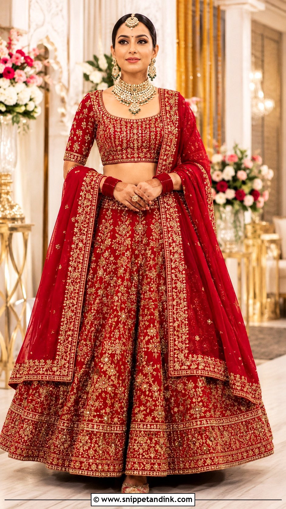 Red Zardozi Wedding Chaniya Choli - Snippet and Ink - 20 Wedding Chaniya Choli Ideas