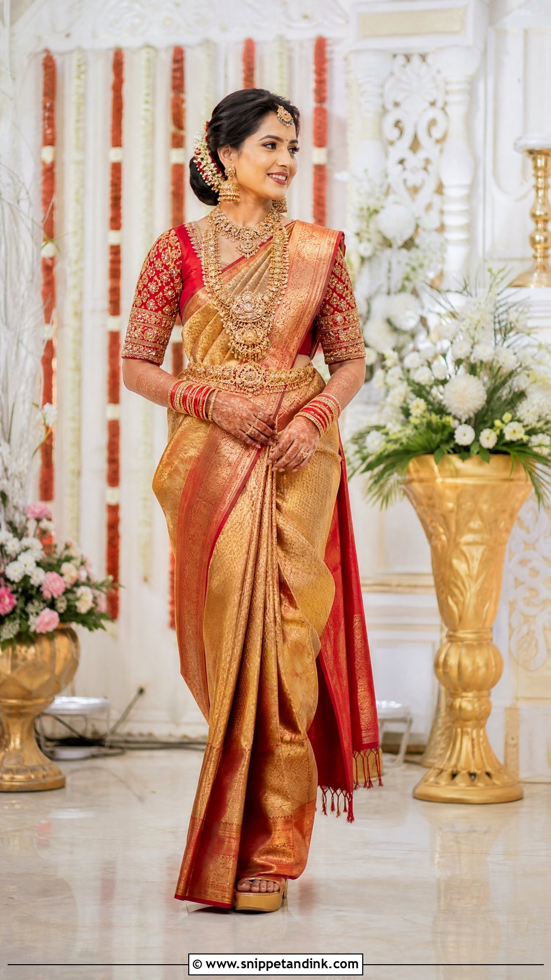 Red Zari Wedding Blouse With Kanjivaram Saree - Snippet and Ink - 20 Wedding Blouses Ideas