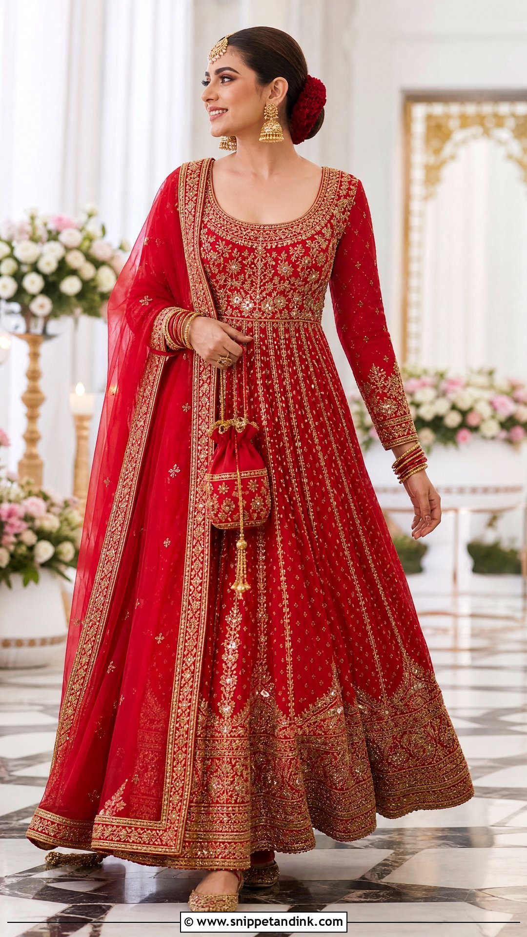 Red and Gold Anarkali Wedding Dress - Snippet and Ink - 20 Red and Gold Wedding Dress Ideas
