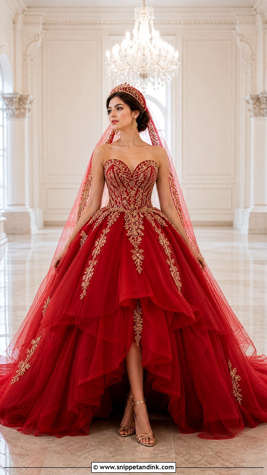 Red and Gold Ball Gown Wedding Dress - Snippet and Ink - 20 Red and Gold Wedding Dress Ideas