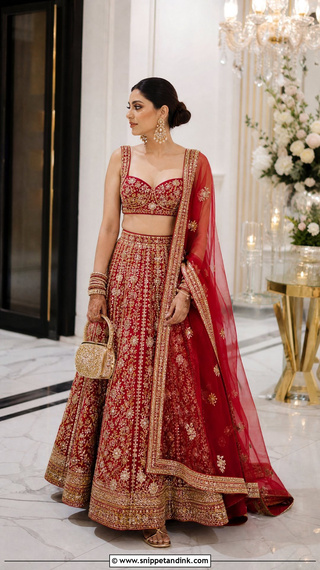 Red and Gold Two Piece Wedding Dress - Snippet and Ink - 20 Red and Gold Wedding Dress Ideas