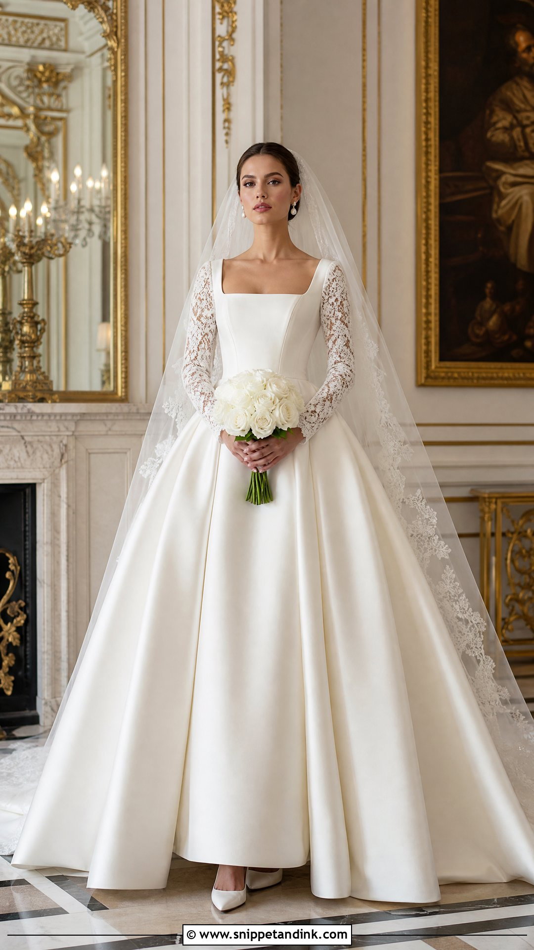 Regal Long Sleeve Wedding Gown - Snippet and Ink - 20 Wedding Gown Aesthetic Ideas