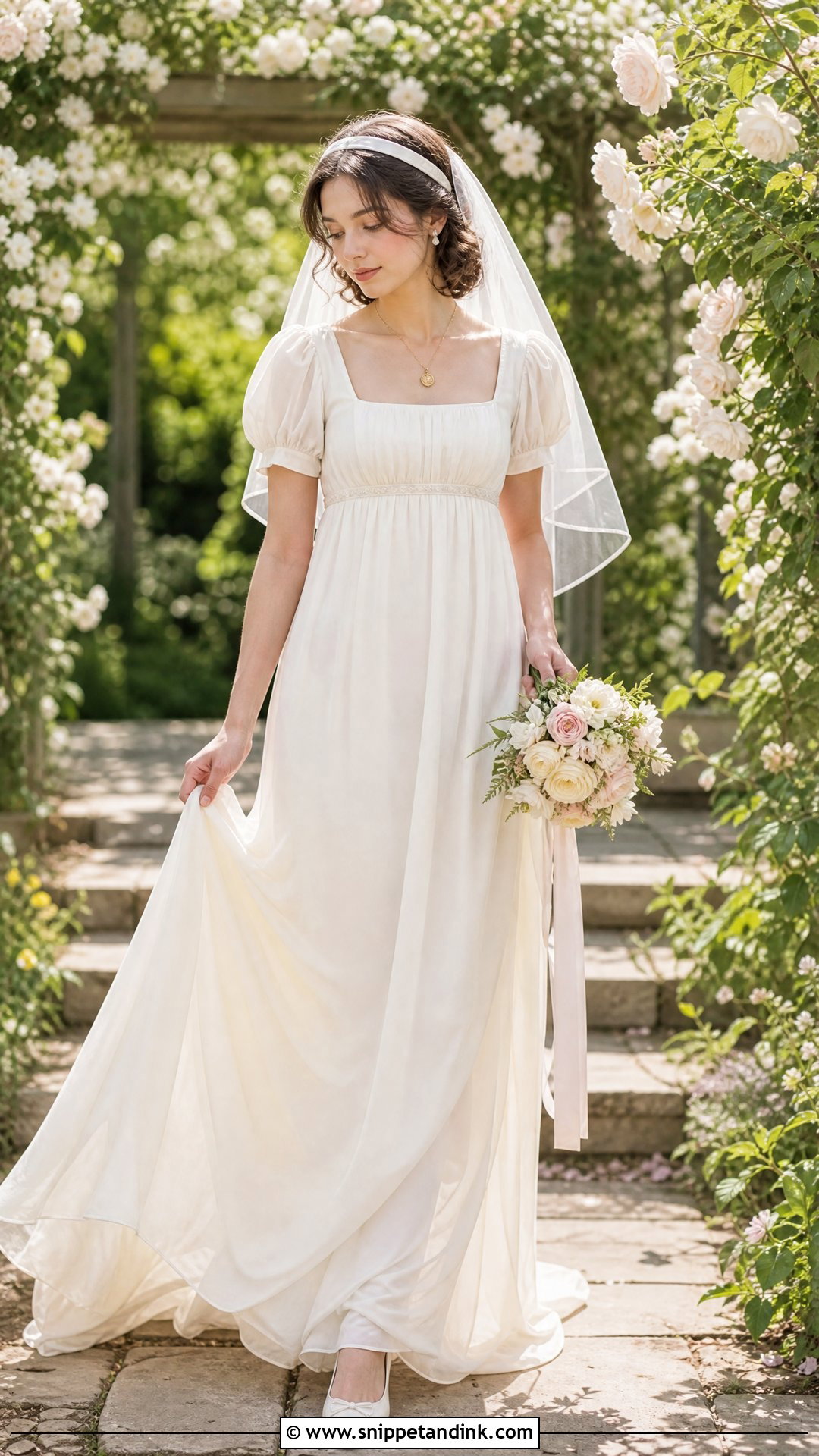Regency Empire Waist Puff Sleeve Wedding Dress - Snippet and Ink - 20 Vintage Puff Sleeve Wedding Dress Ideas