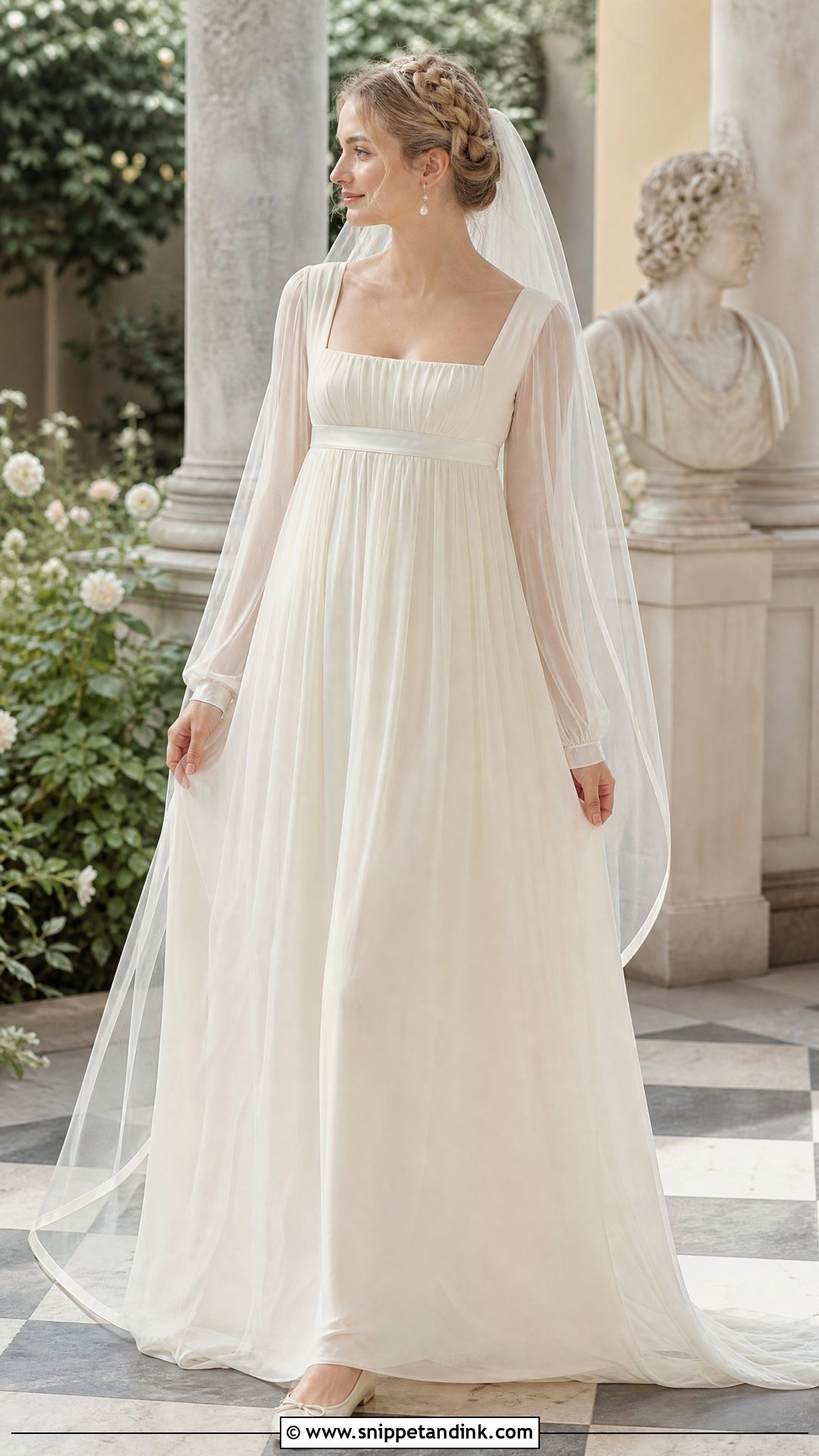 Regency Empire Waist Wedding Dress - Snippet and Ink - 25 Vintage Long Sleeve Wedding Dress Ideas
