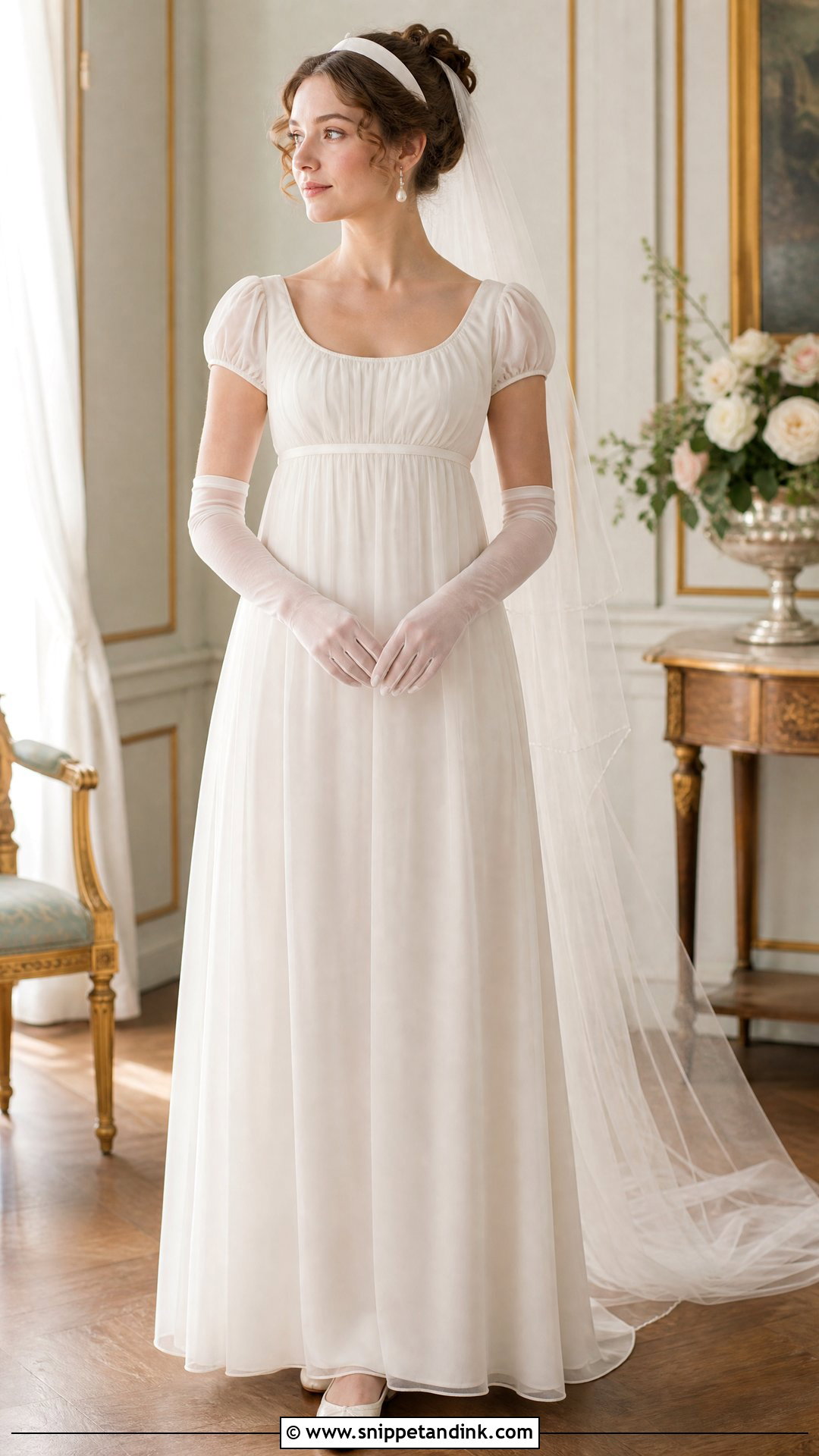 Regency Wedding Dress With Gloves - Snippet and Ink - 20 Regency Inspired Wedding Dress Ideas