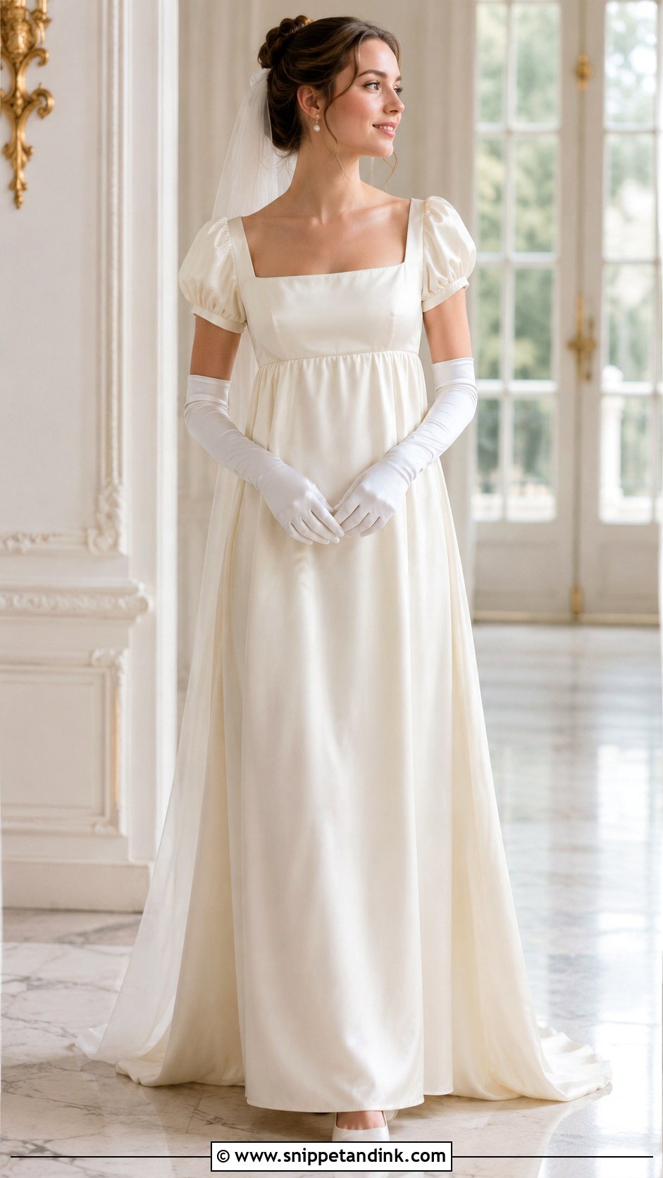 Regency Wedding Dress With Gloves - Snippet and Ink - 25 Regency Wedding Dress Ideas
