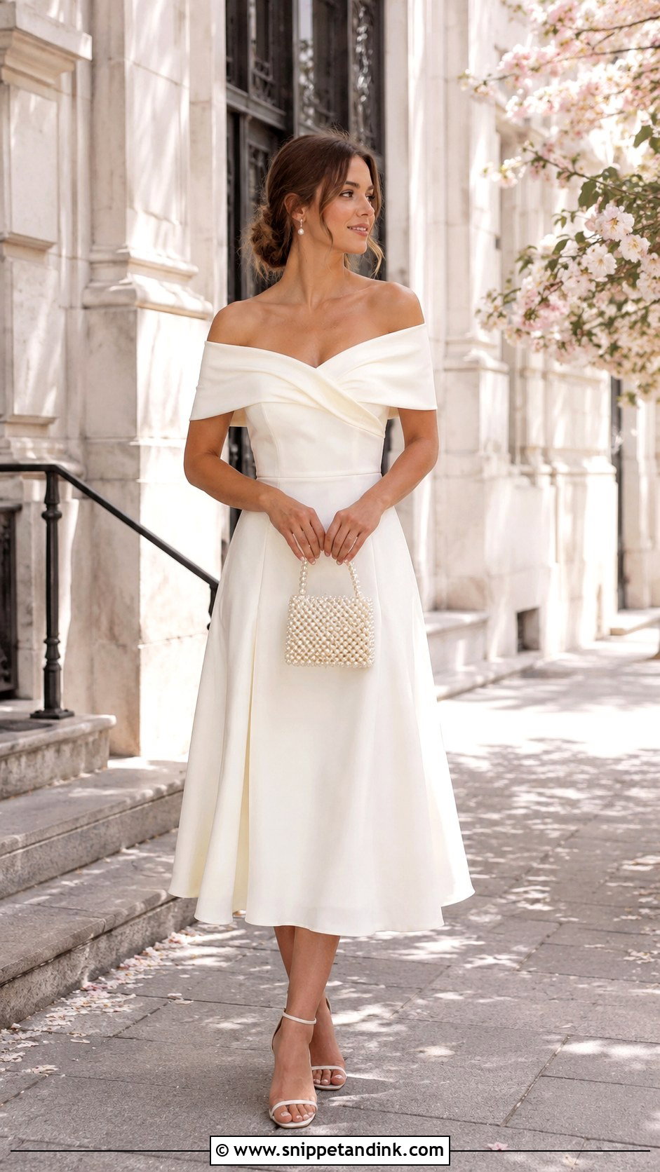 Registry Office Off Shoulder Dress - Snippet and Ink - 30 Registry Office Wedding Dress Ideas